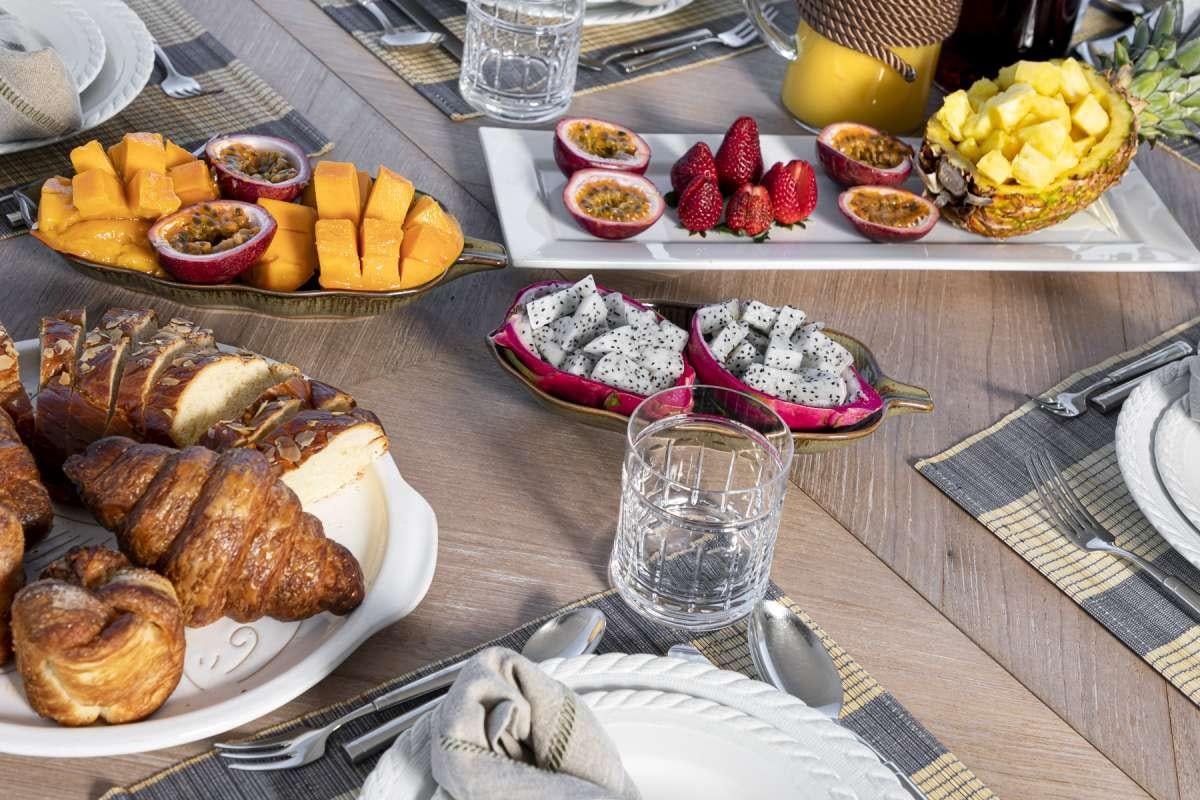 a table full of food aboard ANDILIS Yacht for Charter