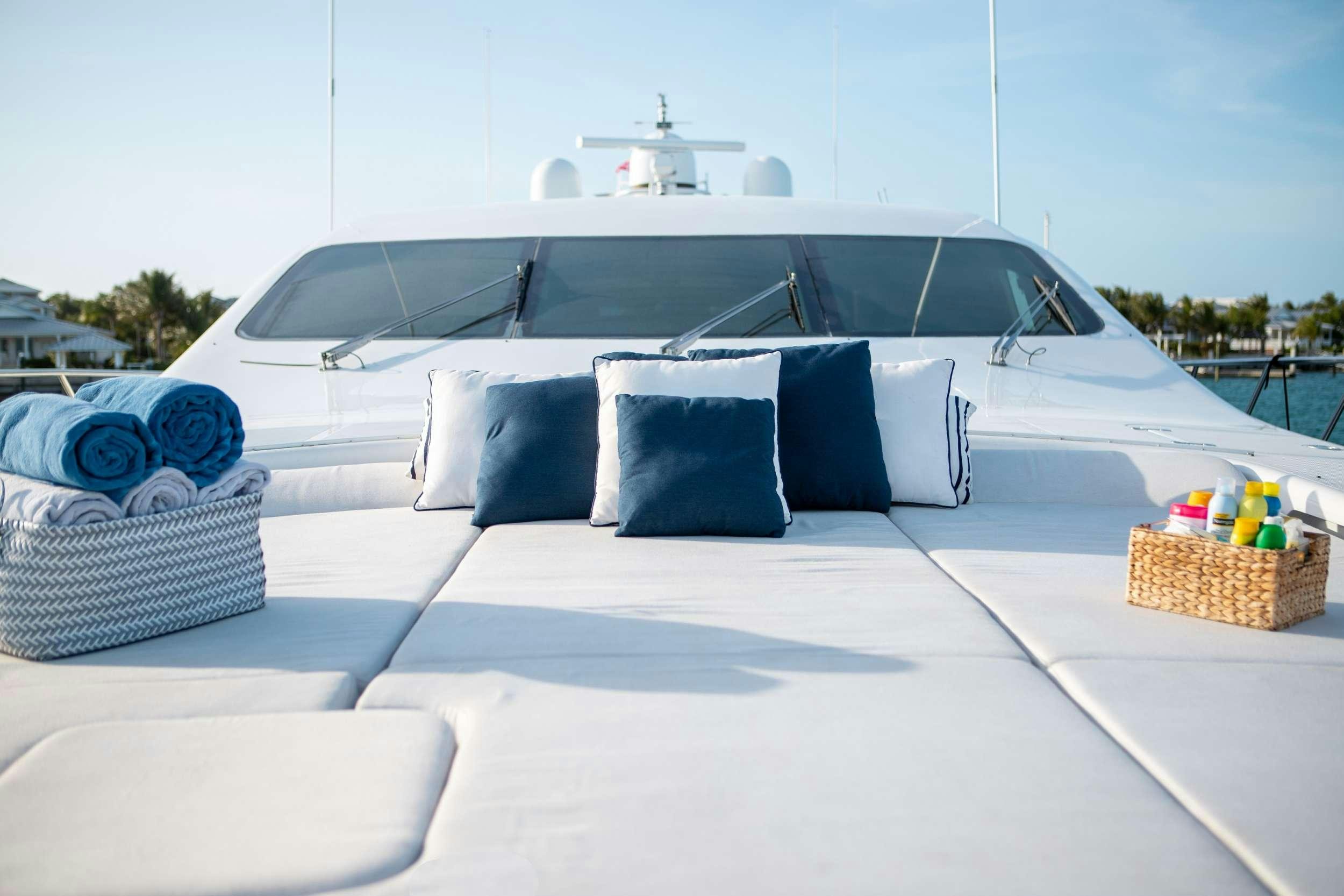 a white car with a white roof aboard FREE SPIRIT Yacht for Charter
