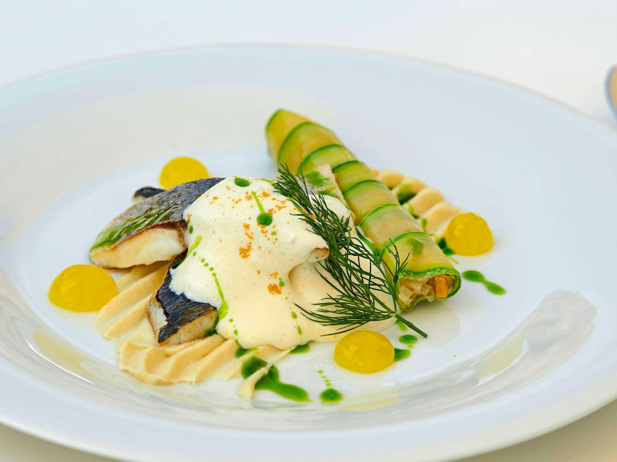 a plate of food aboard RUBY Yacht for Charter