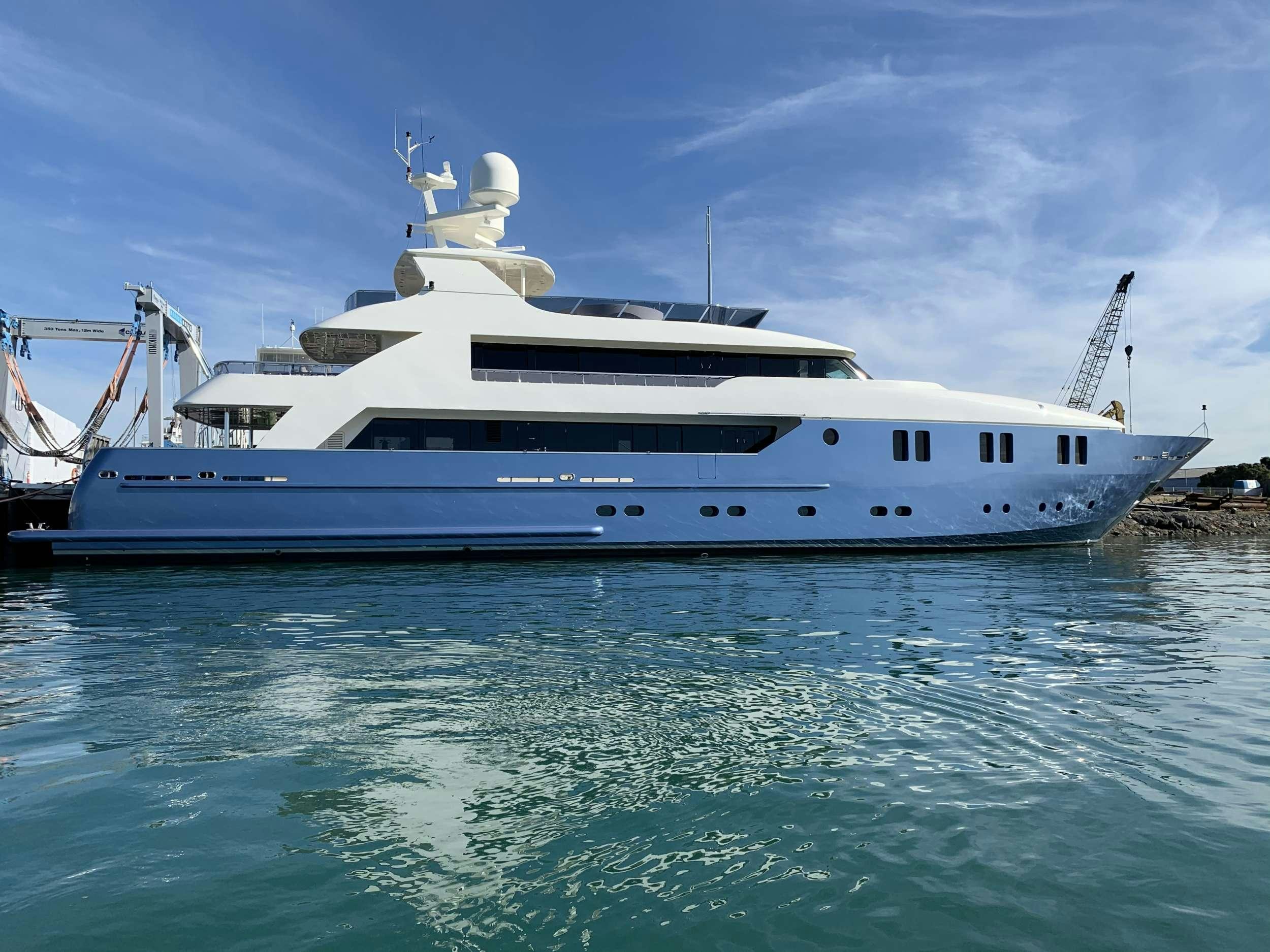 a white boat in the water aboard IRAMA Yacht for Charter