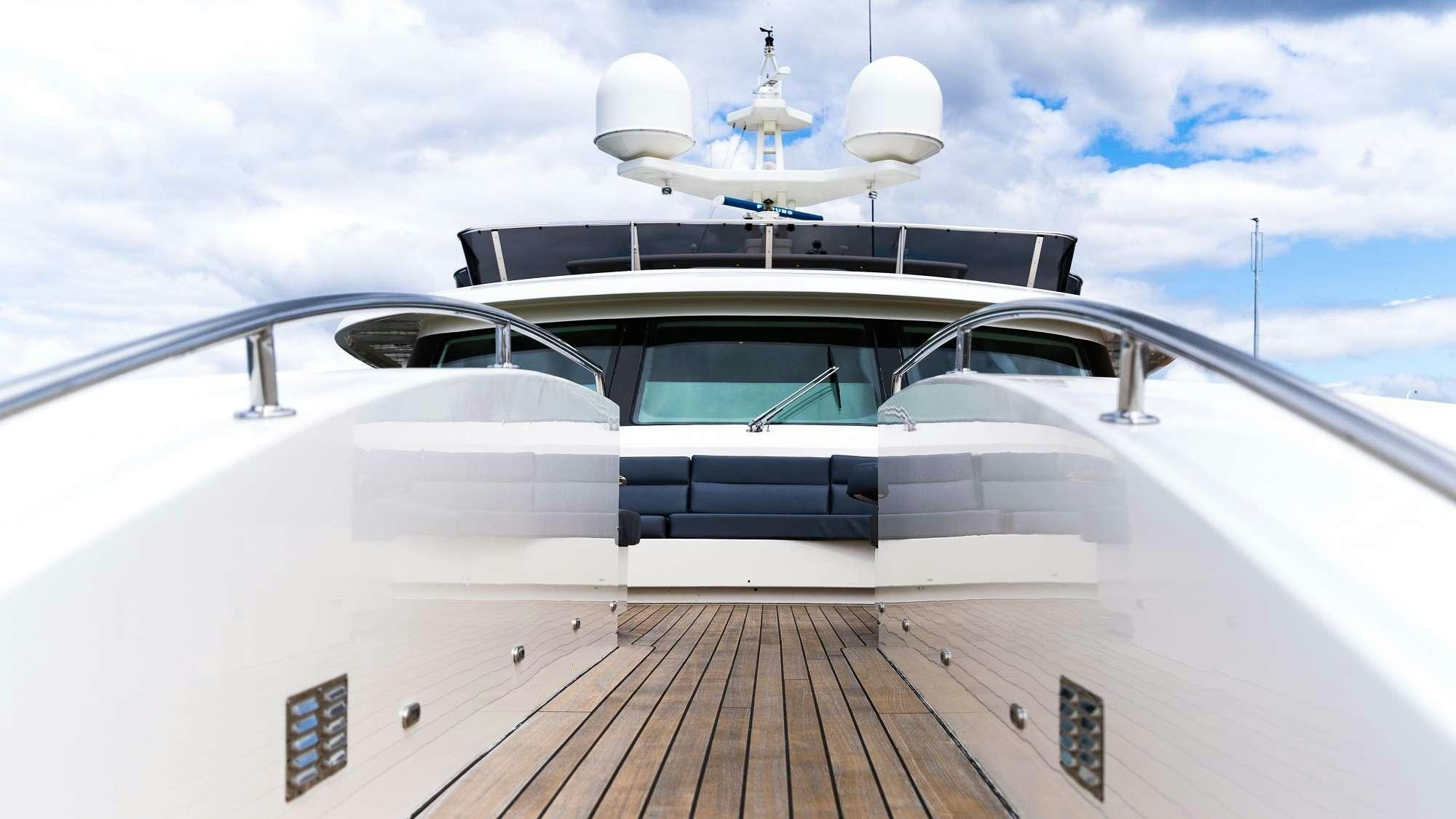 a boat on a dock aboard IRAMA Yacht for Charter
