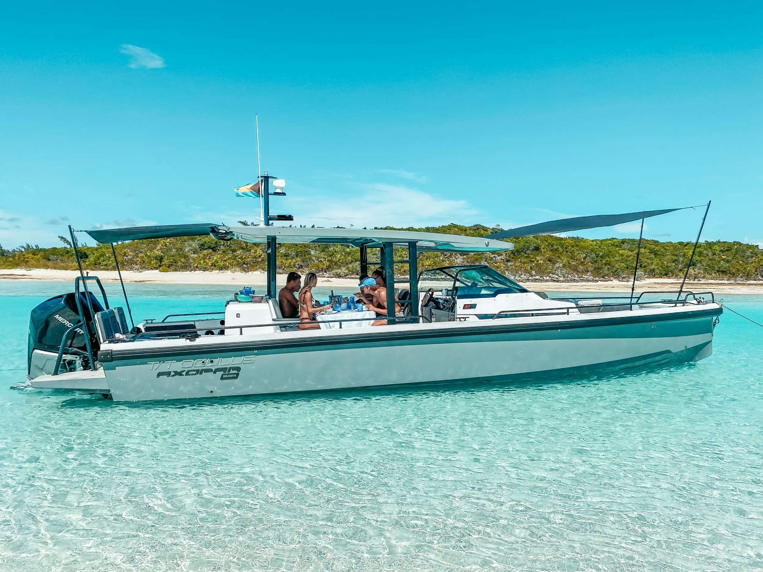 a boat on the water aboard OCULUS Yacht for Charter