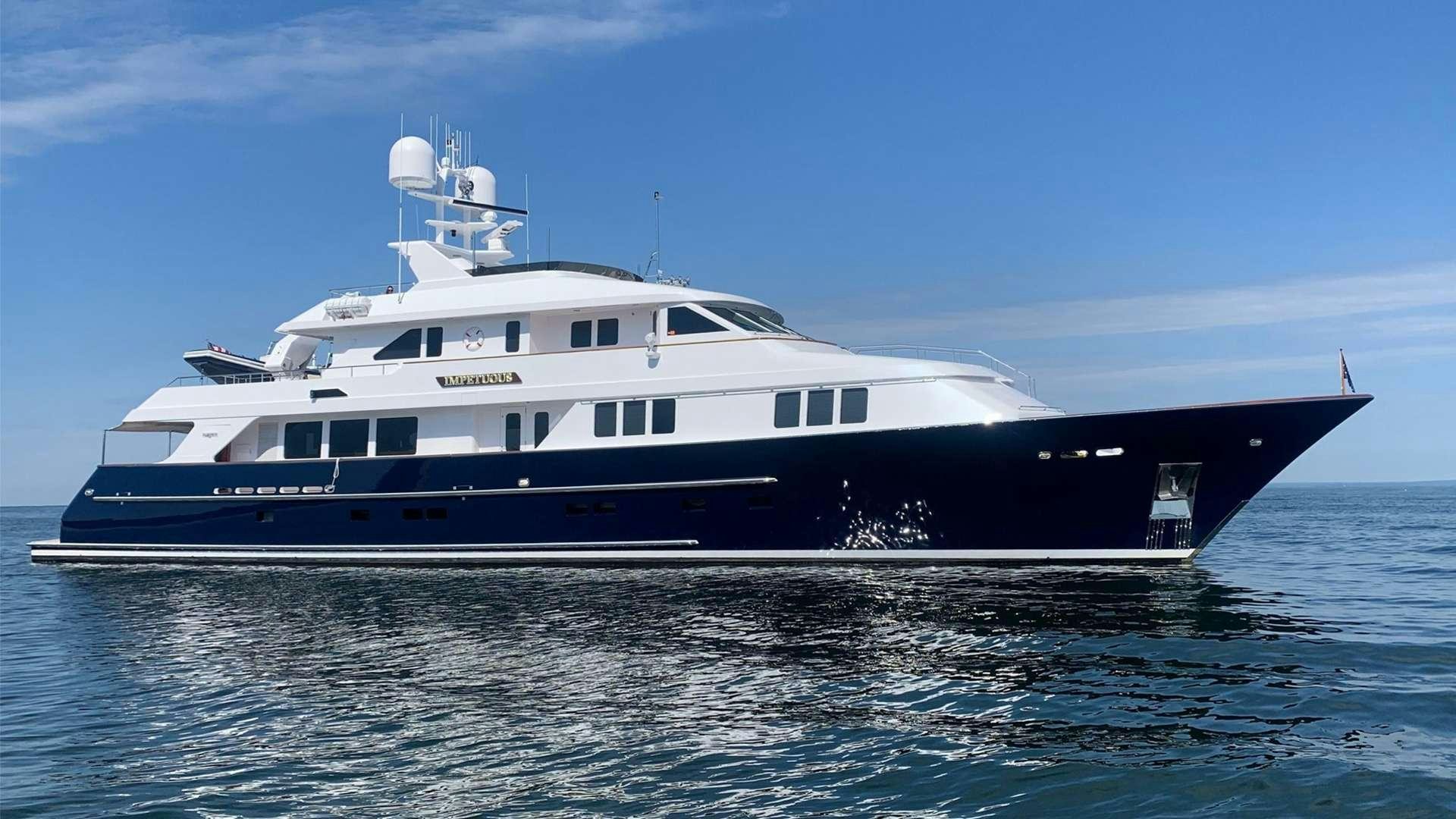 a large boat in the water aboard IMPETUOUS Yacht for Charter