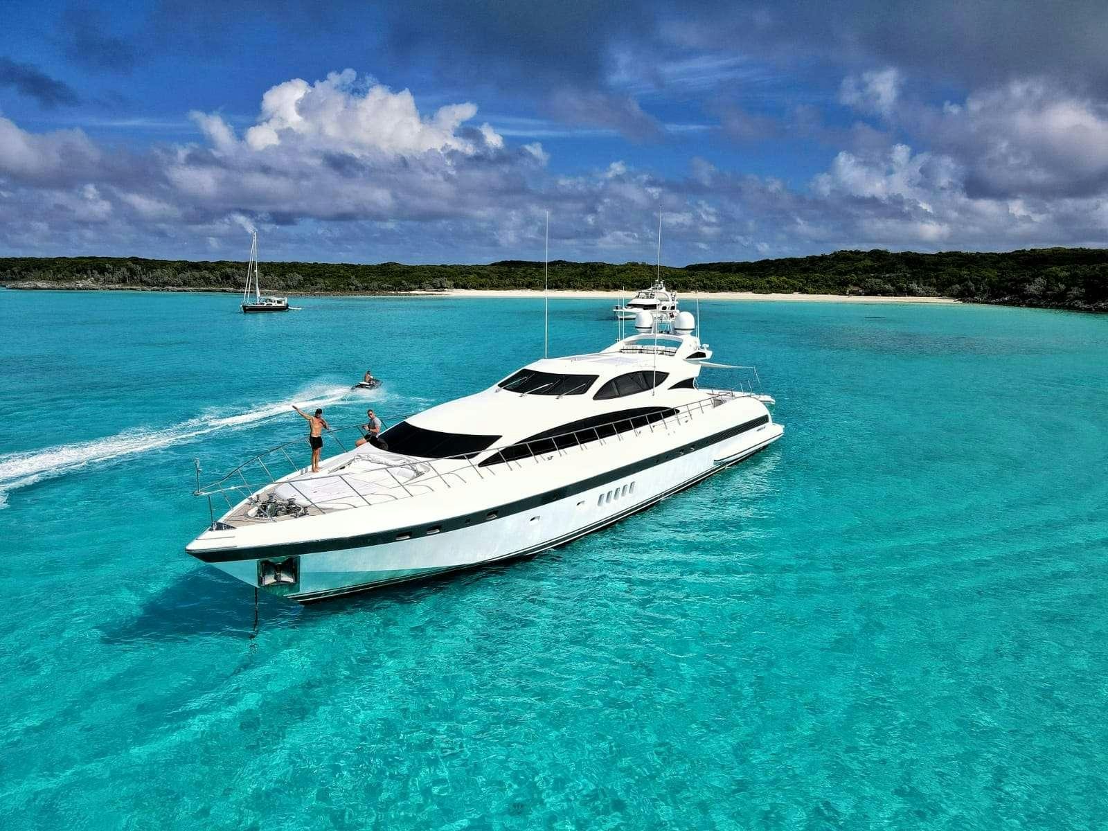 a white boat on the water aboard DAYA Yacht for Charter