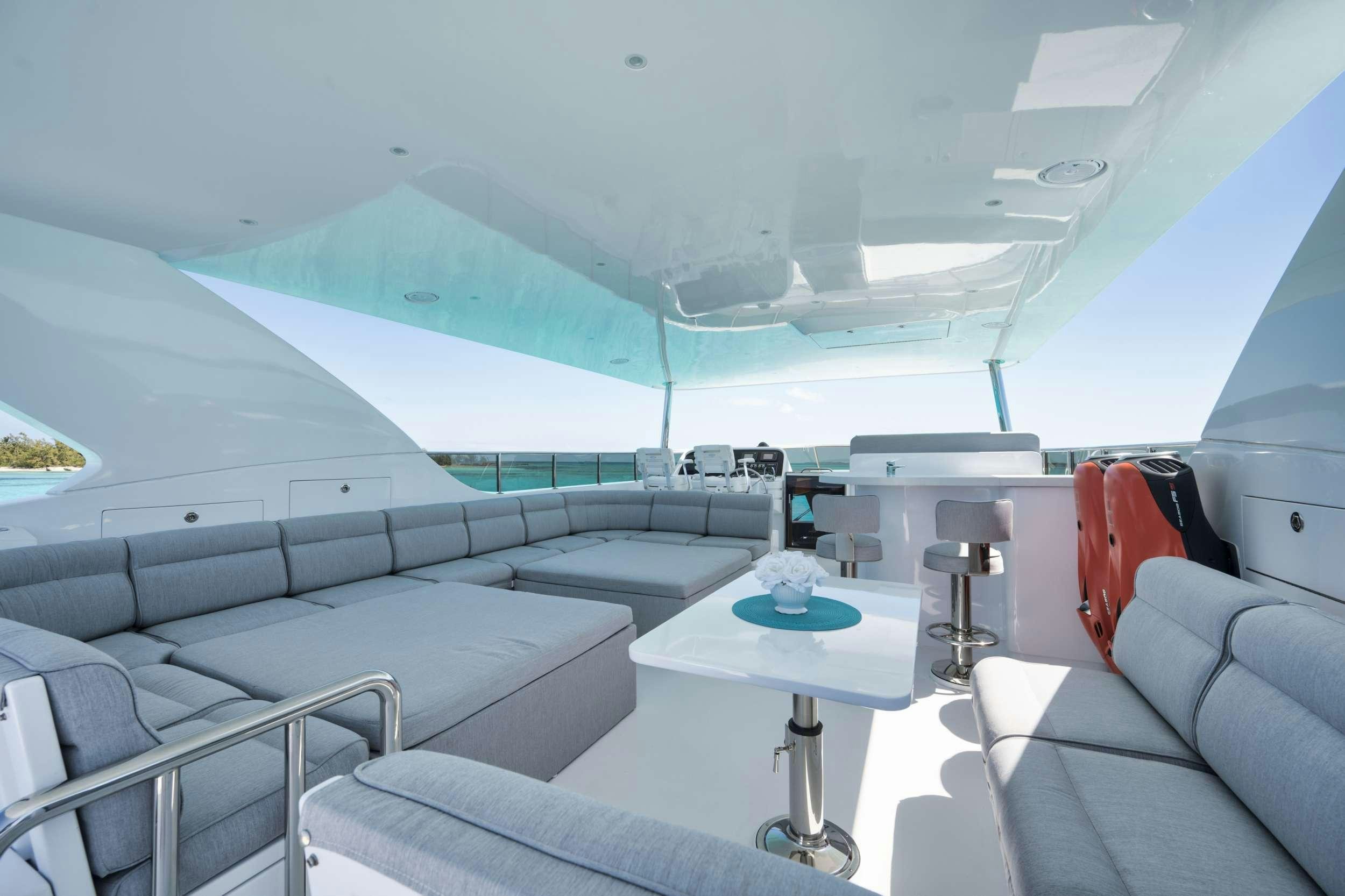 inside of a plane aboard LIMITLESS Yacht for Charter