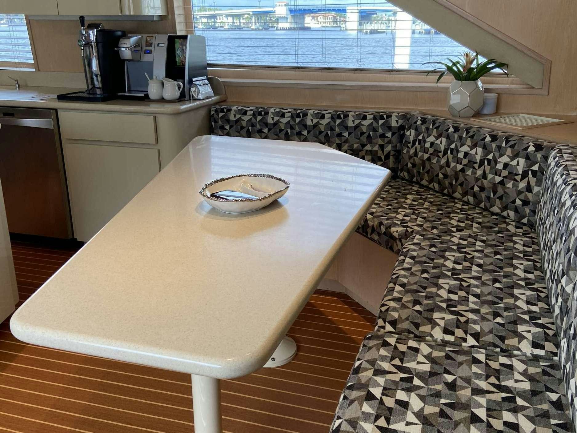a table with a plate on it aboard LADY GRAY Yacht for Charter