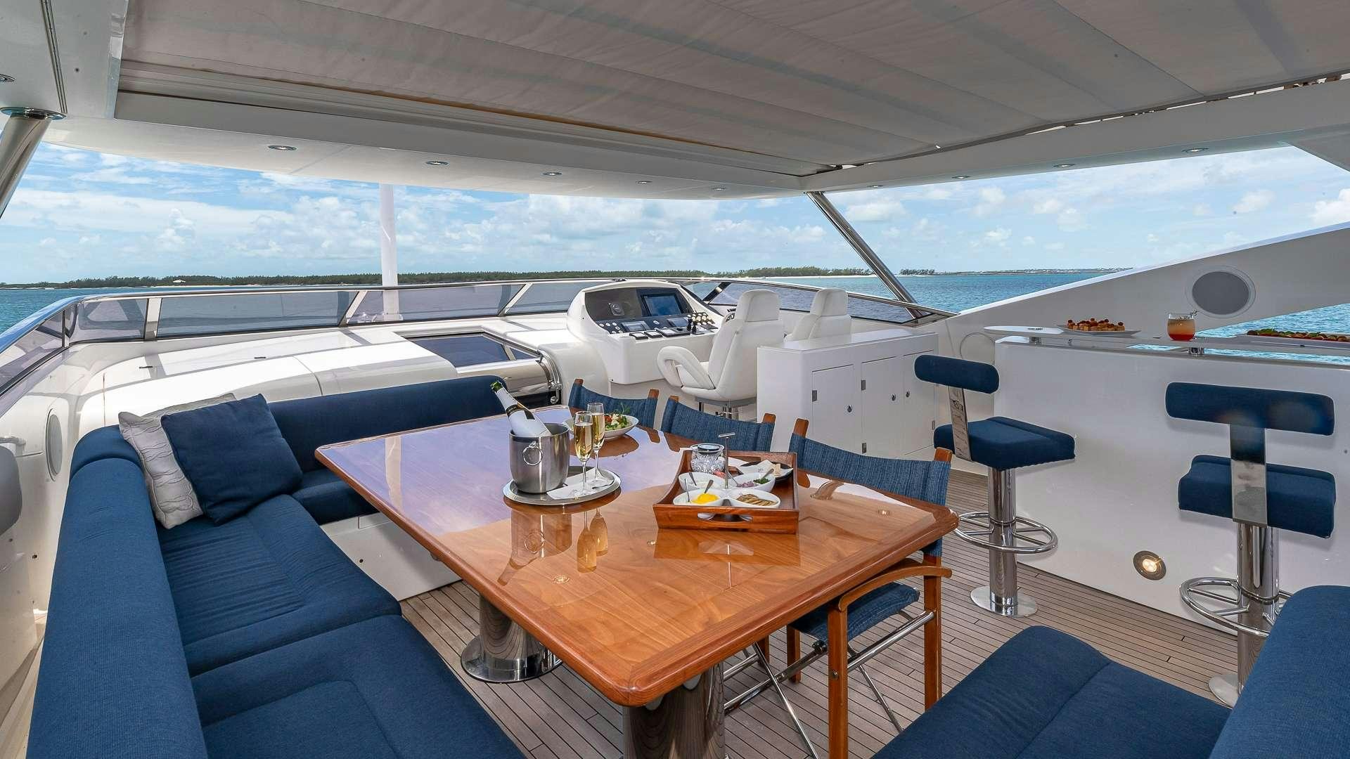a table on a boat aboard EMRYS Yacht for Charter