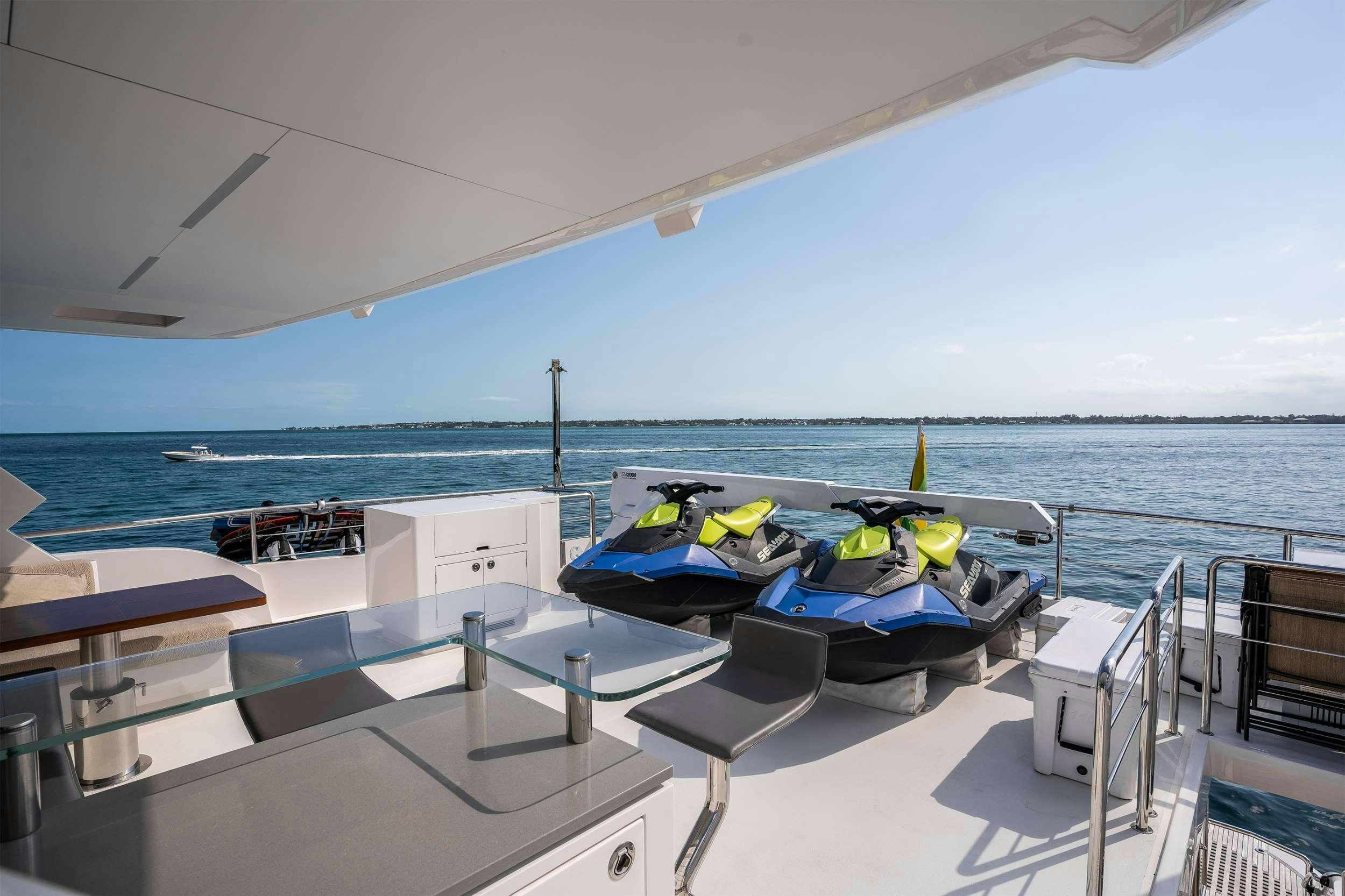 a boat on a deck aboard AQUA LIFE Yacht for Charter