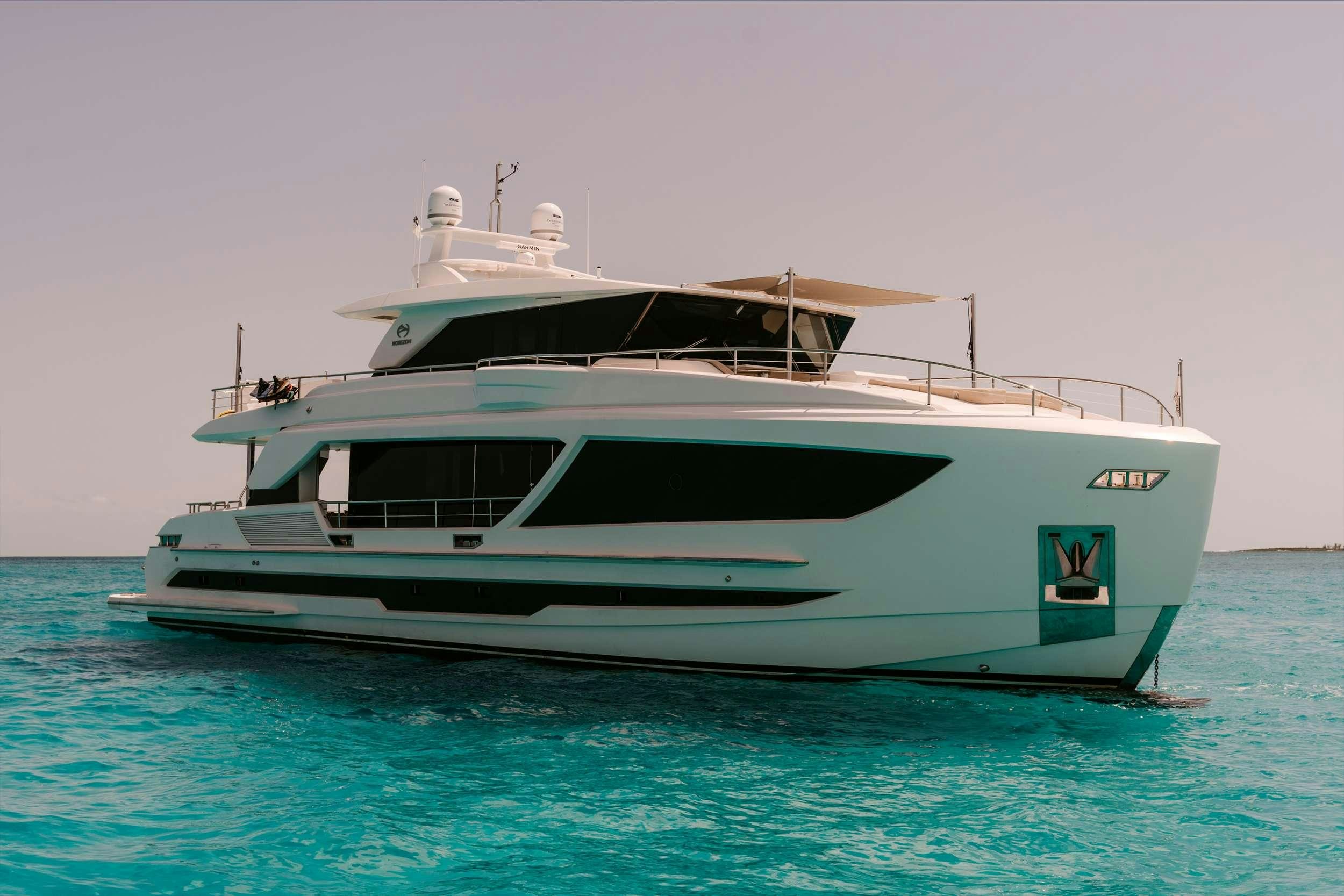a white boat in the water aboard AQUA LIFE Yacht for Charter