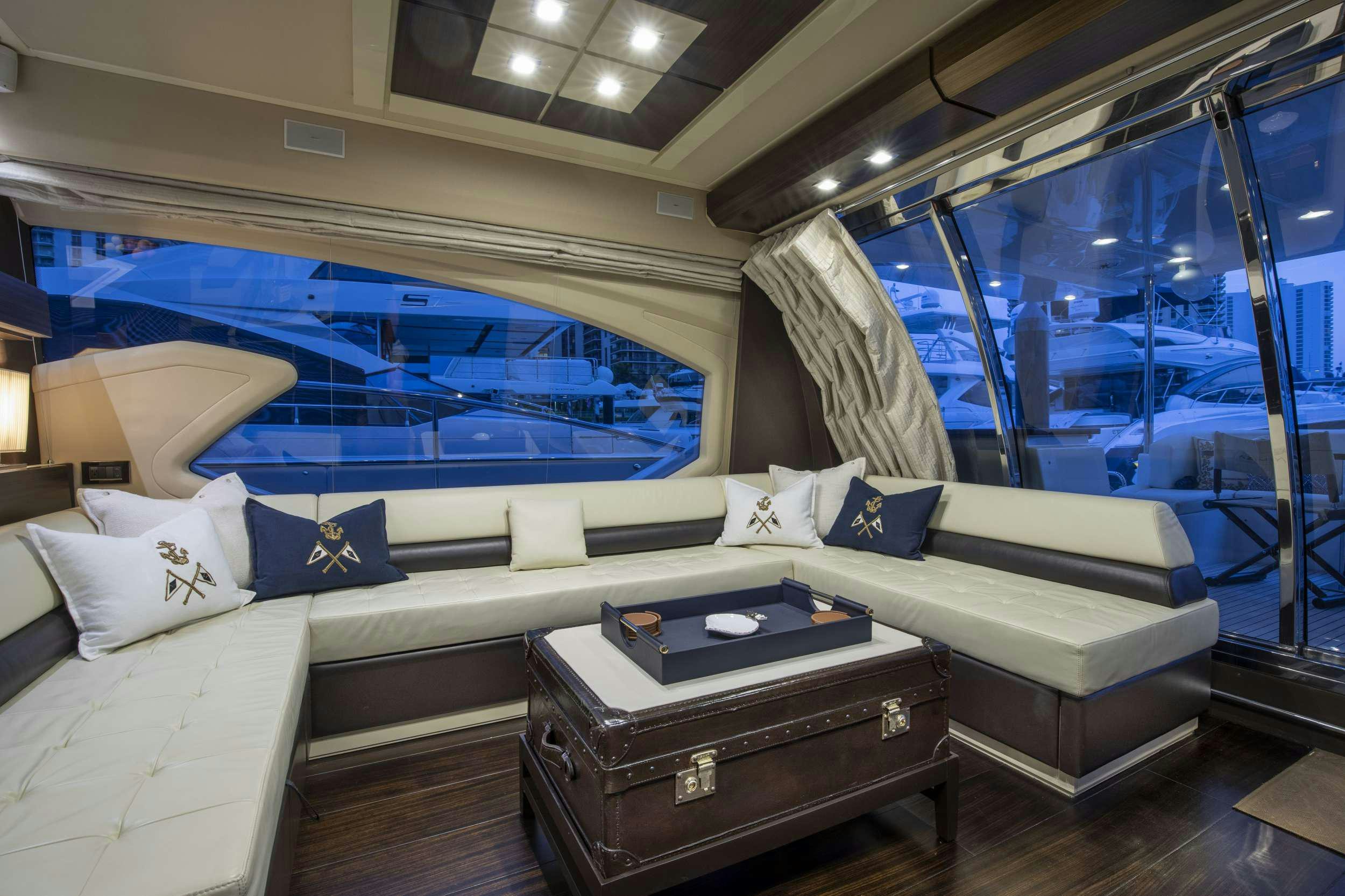 a bed in a room aboard DESSERT FIRST Yacht for Charter