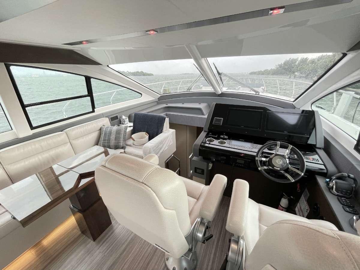 inside of a car aboard RIO Yacht for Charter