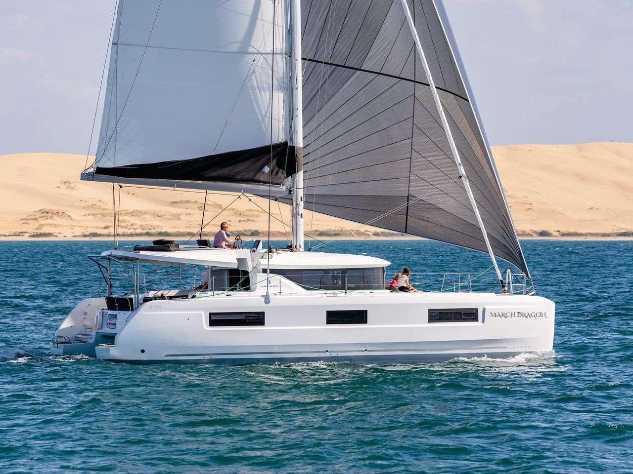 a couple people on a boat aboard MARCH DRAGON Yacht for Charter