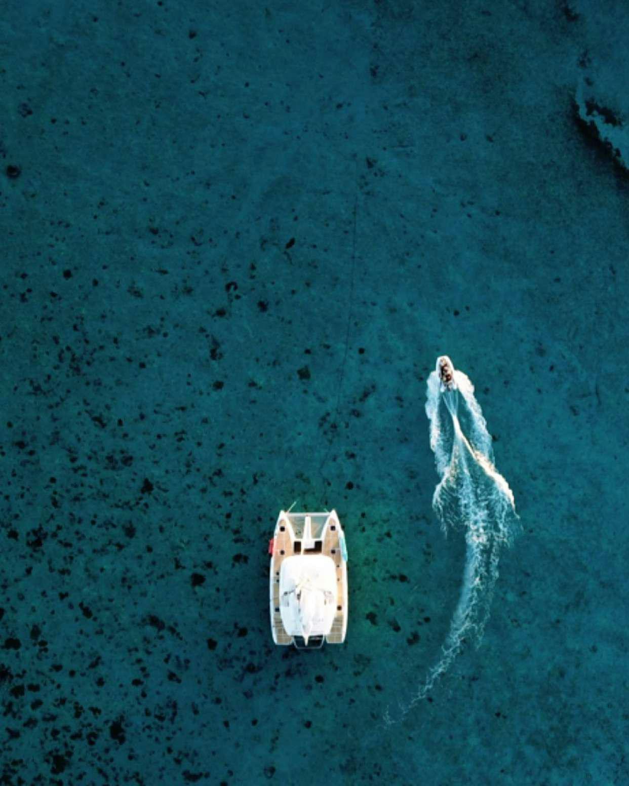 a boat with a person's head in the water aboard MARCH DRAGON Yacht for Charter