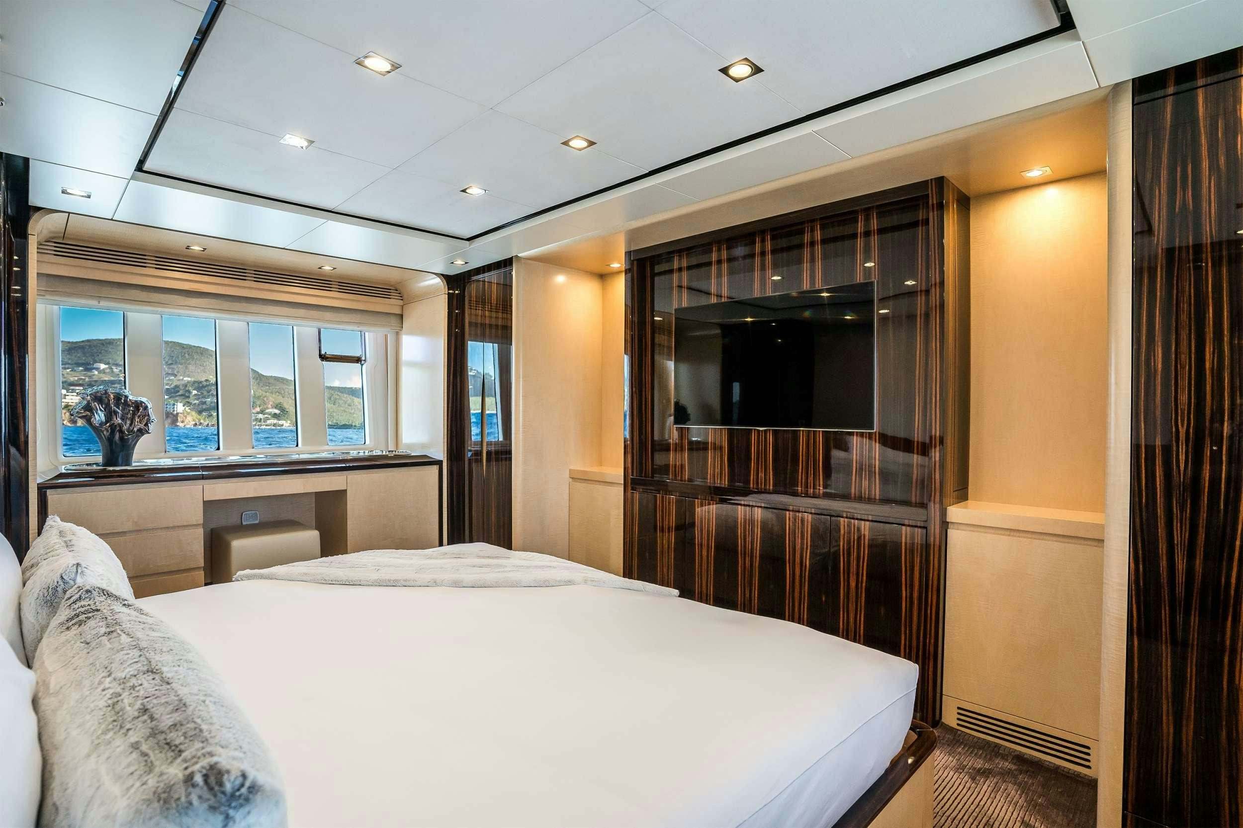 a bed in a room aboard VALERE Yacht for Charter