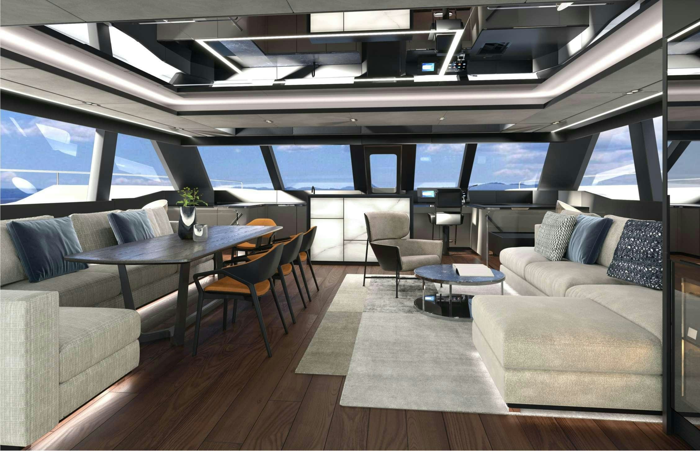 a room with a couch and a table and chairs aboard ALTEYA (WINTER) Yacht for Charter