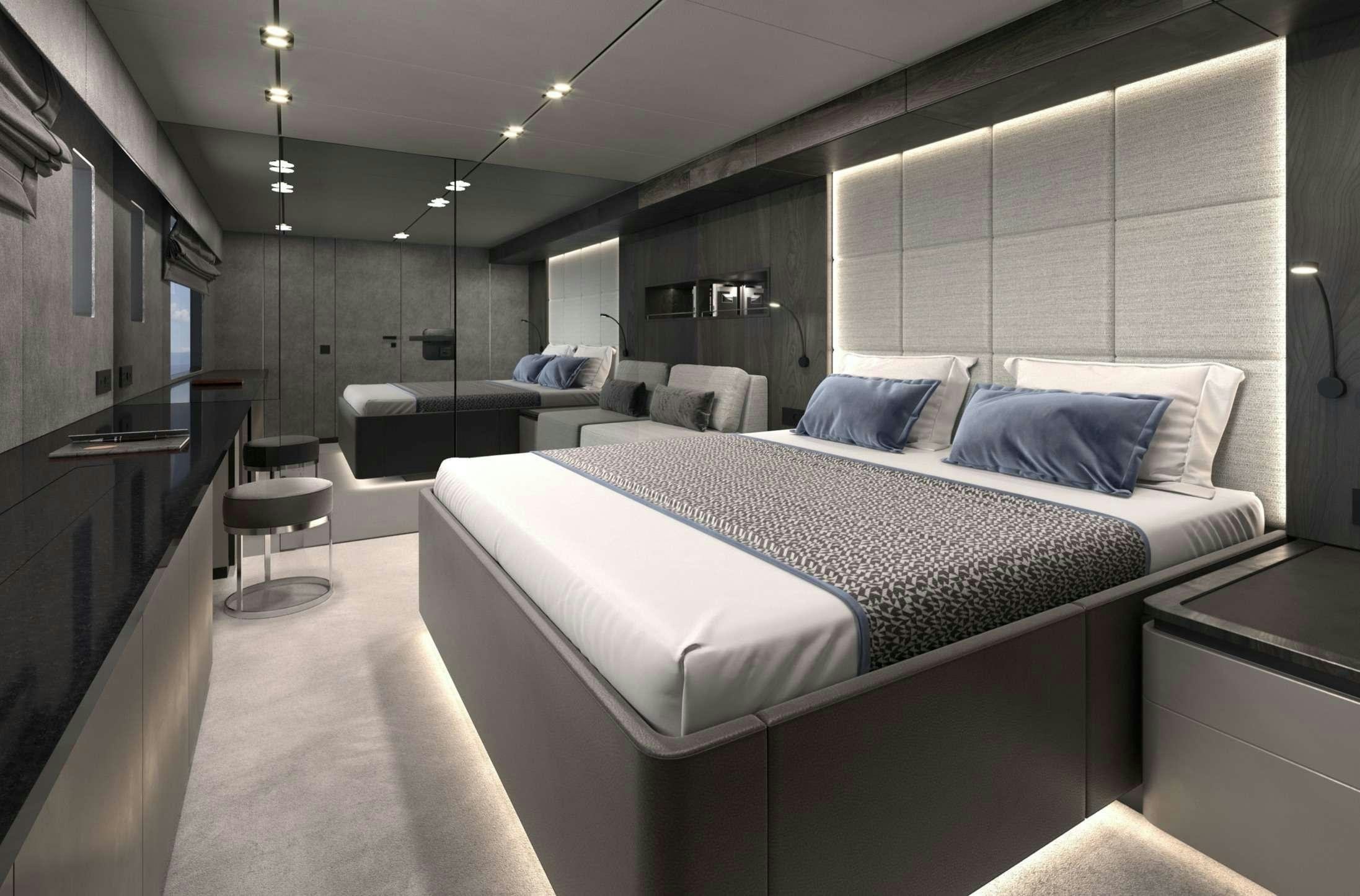 a large bedroom with a large bed aboard ALTEYA (WINTER) Yacht for Charter