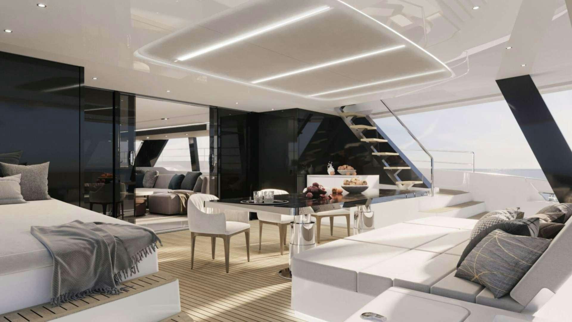 a room with a bed and a table aboard ALTEYA (WINTER) Yacht for Charter