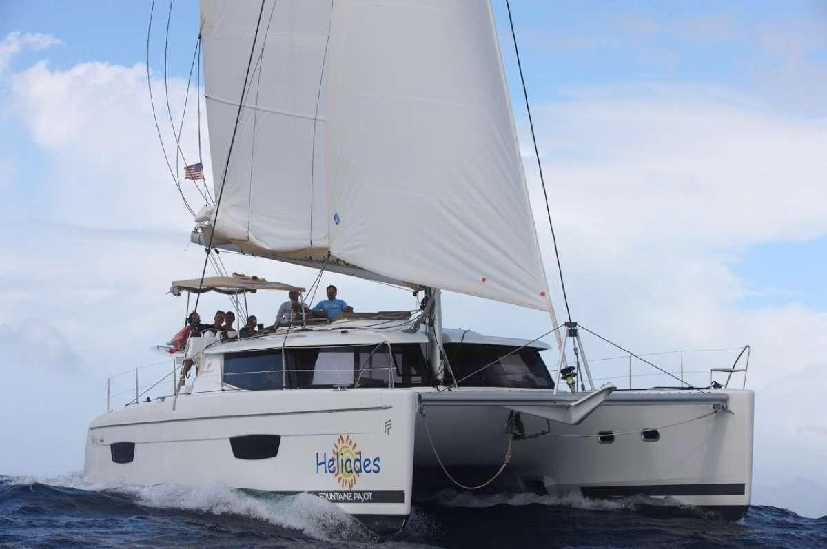 a boat on the water aboard Heliades Yacht for Charter