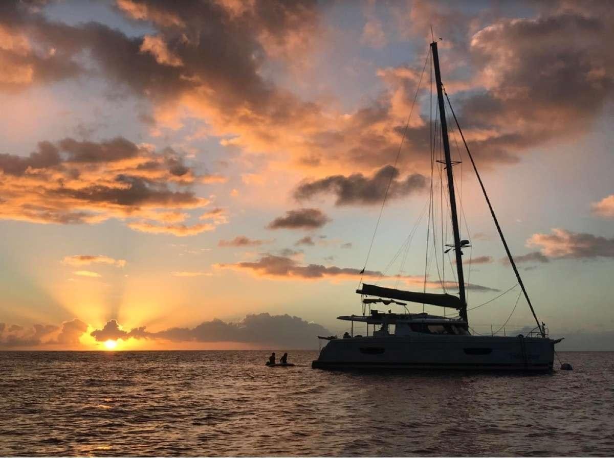 a boat on the water aboard Heliades Yacht for Charter