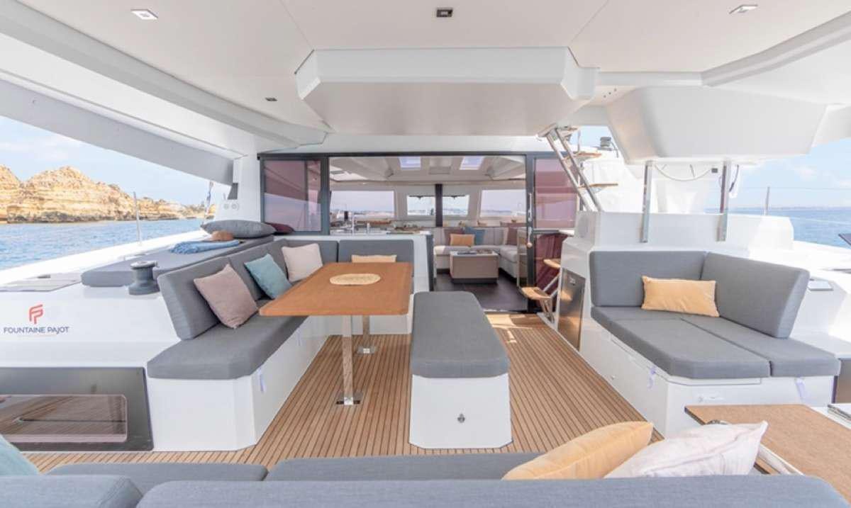 inside of a boat aboard Game Changer Yacht for Charter