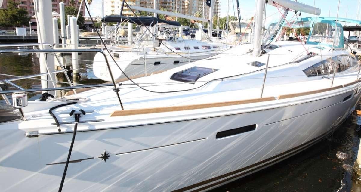 a row of boats in a harbor aboard Sea Wolf Yacht for Charter