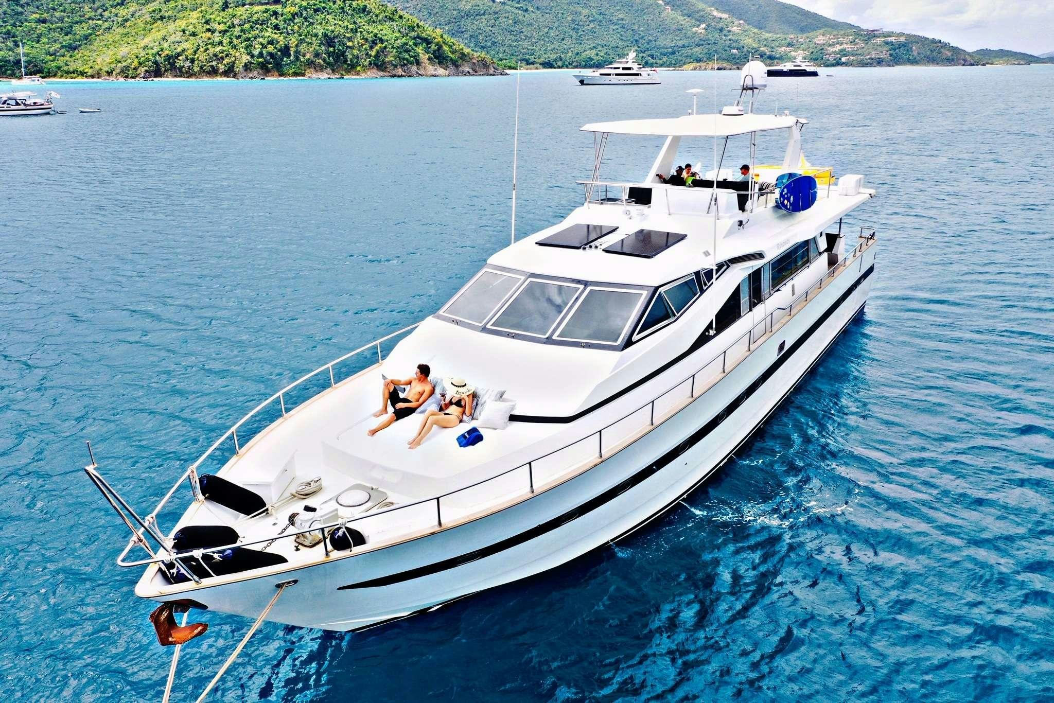 a white boat in the water aboard RUNAWAY OF TORTOLA Yacht for Charter