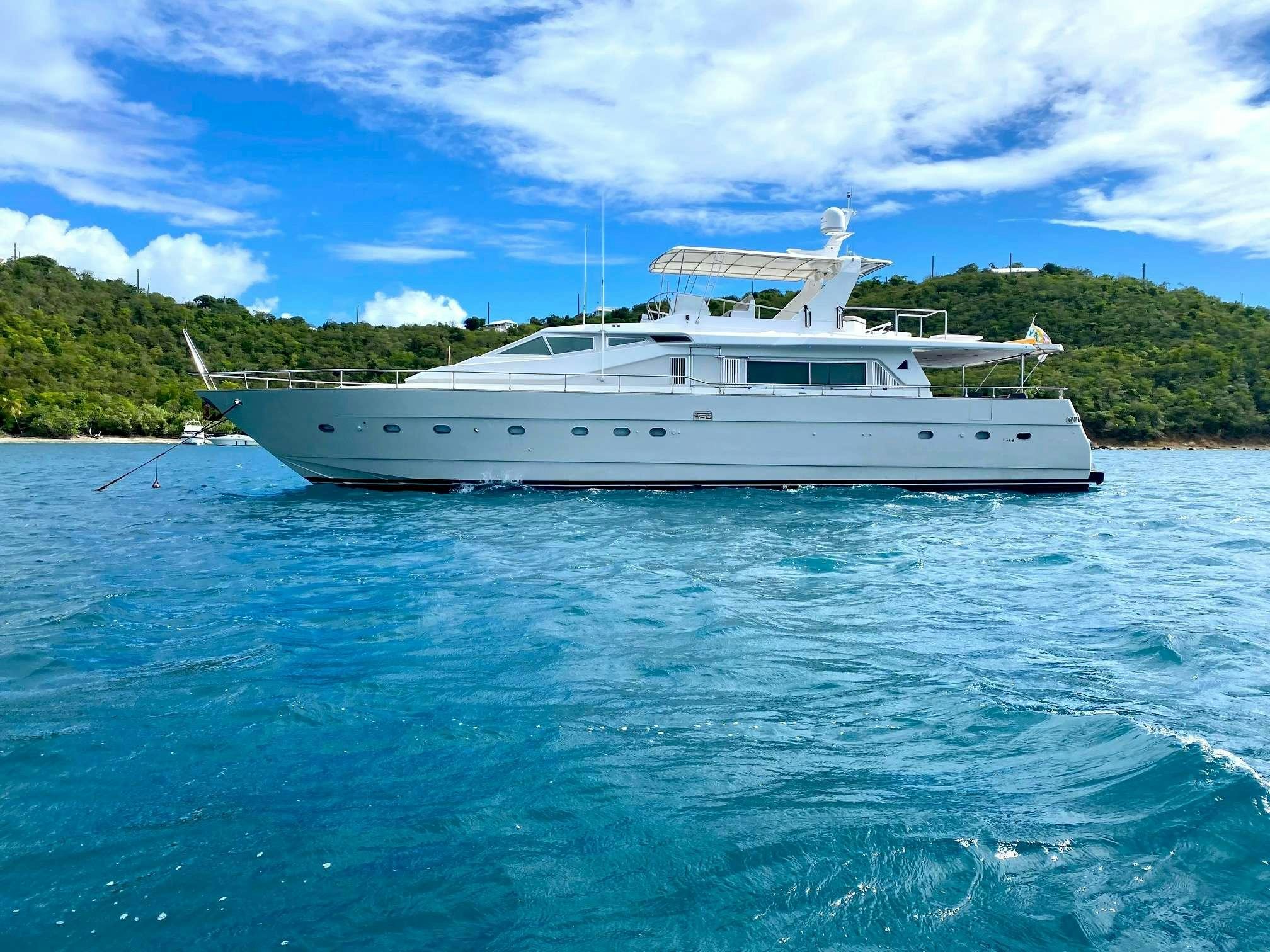 a white boat in the water aboard RUNAWAY OF TORTOLA Yacht for Charter