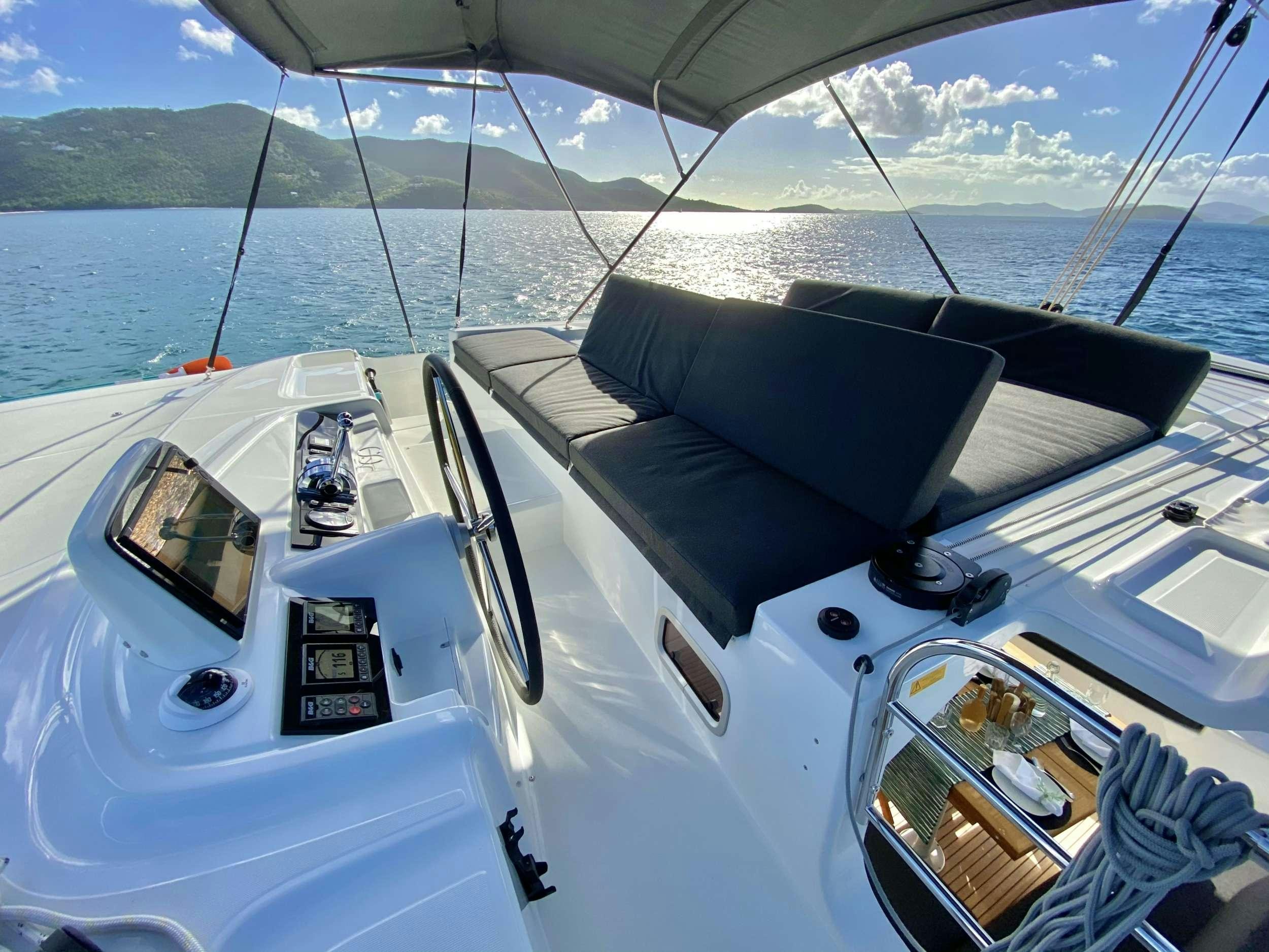 the front of a boat aboard RENDEZ-VOUS Yacht for Charter