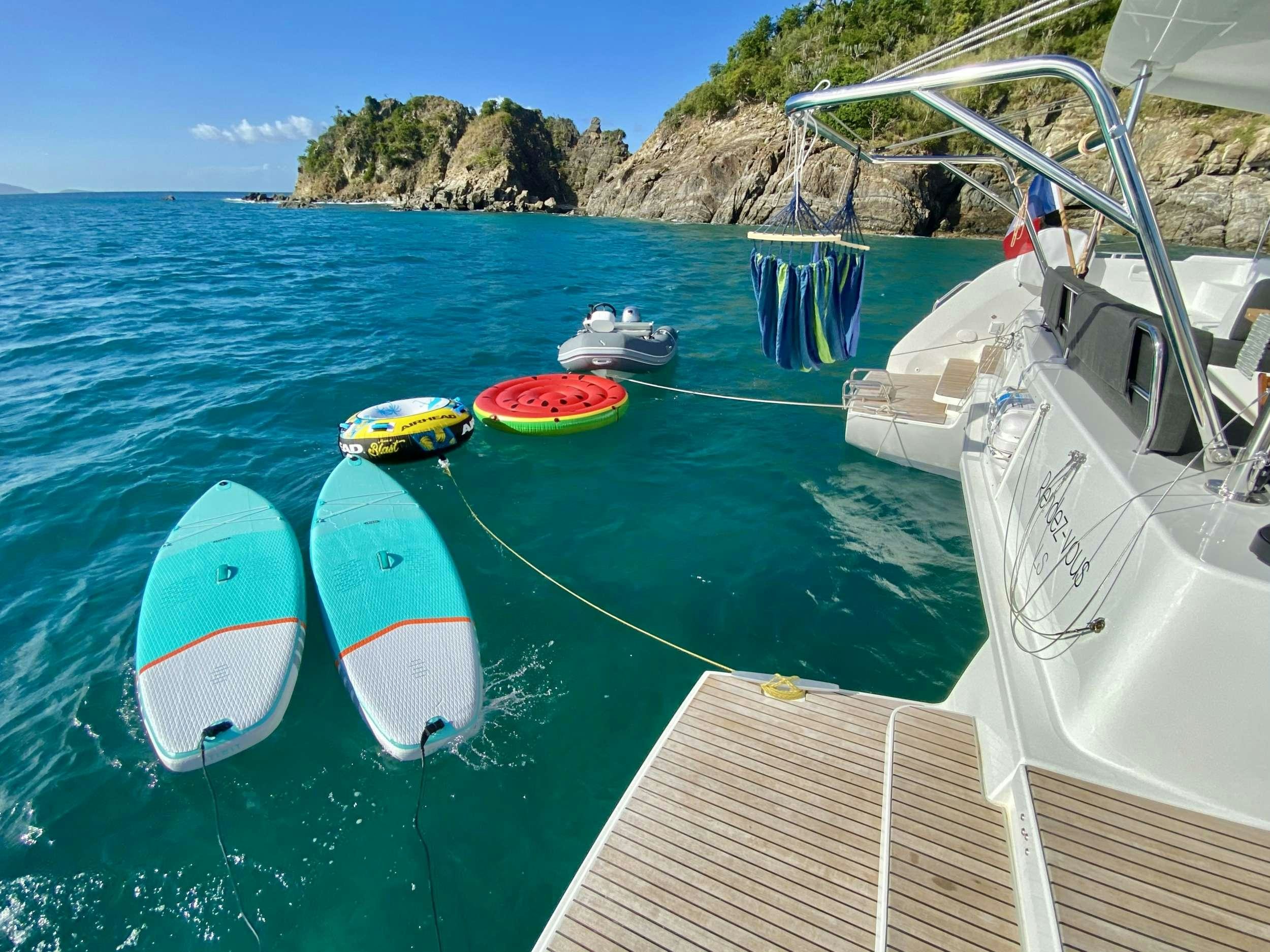 boats in the water aboard RENDEZ-VOUS Yacht for Charter