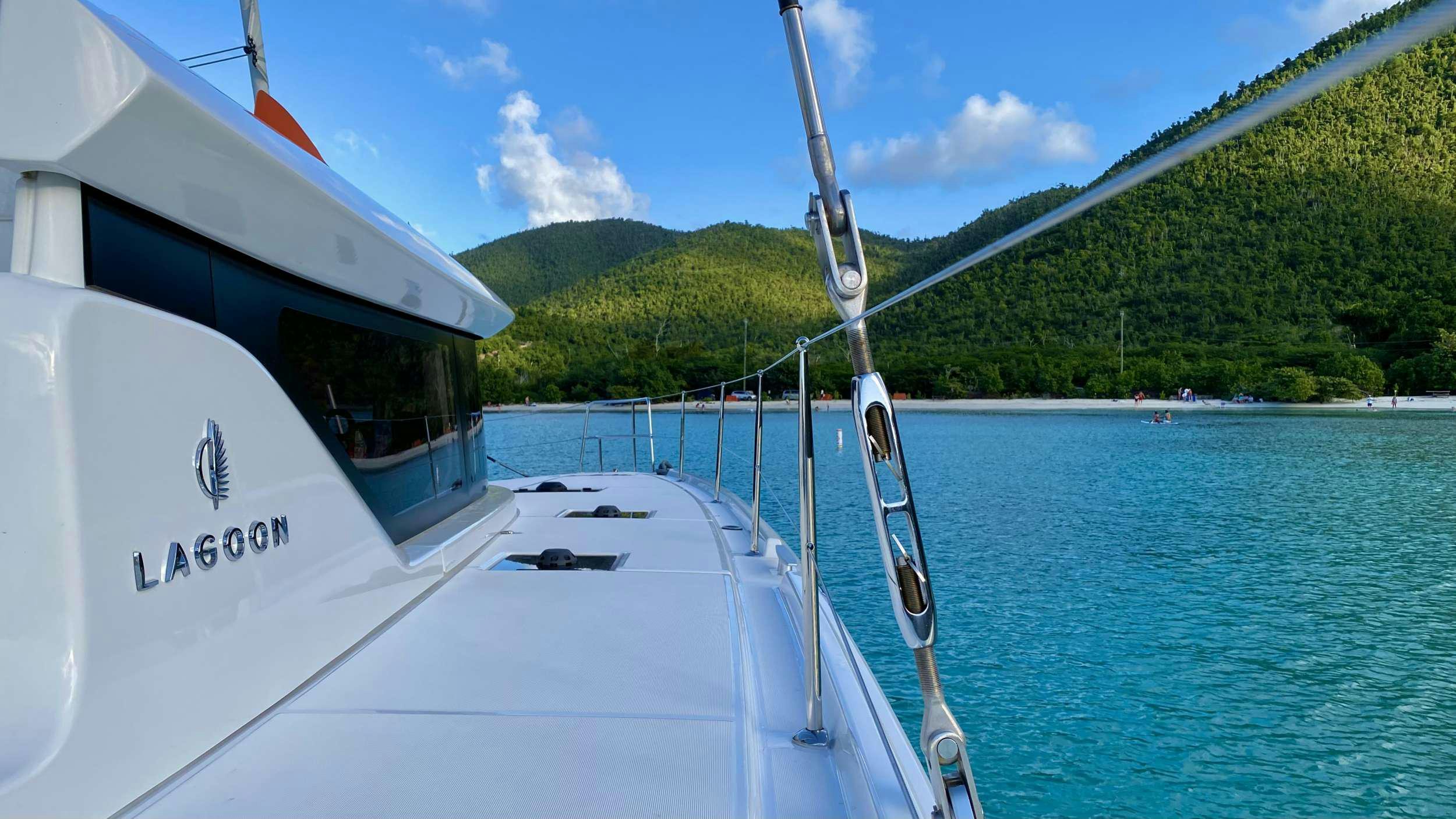 a boat on the water aboard RENDEZ-VOUS Yacht for Charter