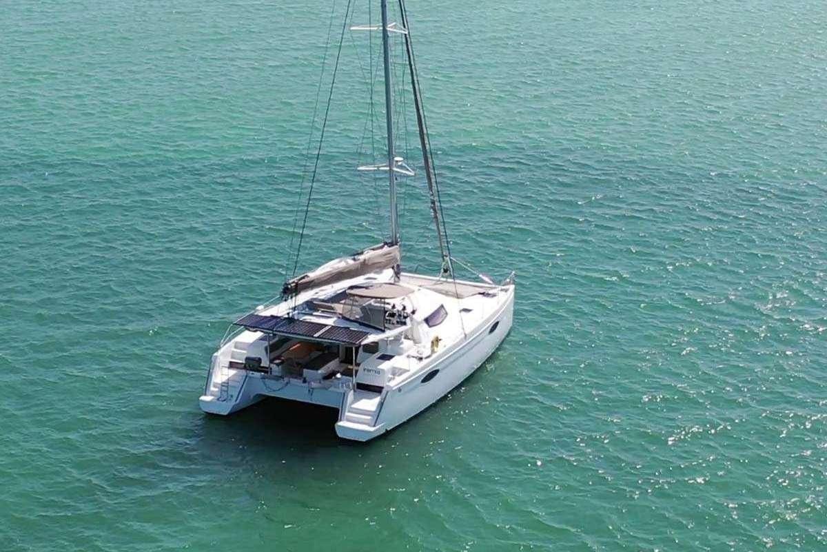 a boat in the water aboard IREMIA Yacht for Charter