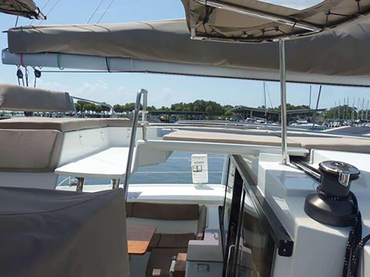 a view of the inside of a boat aboard IREMIA Yacht for Charter