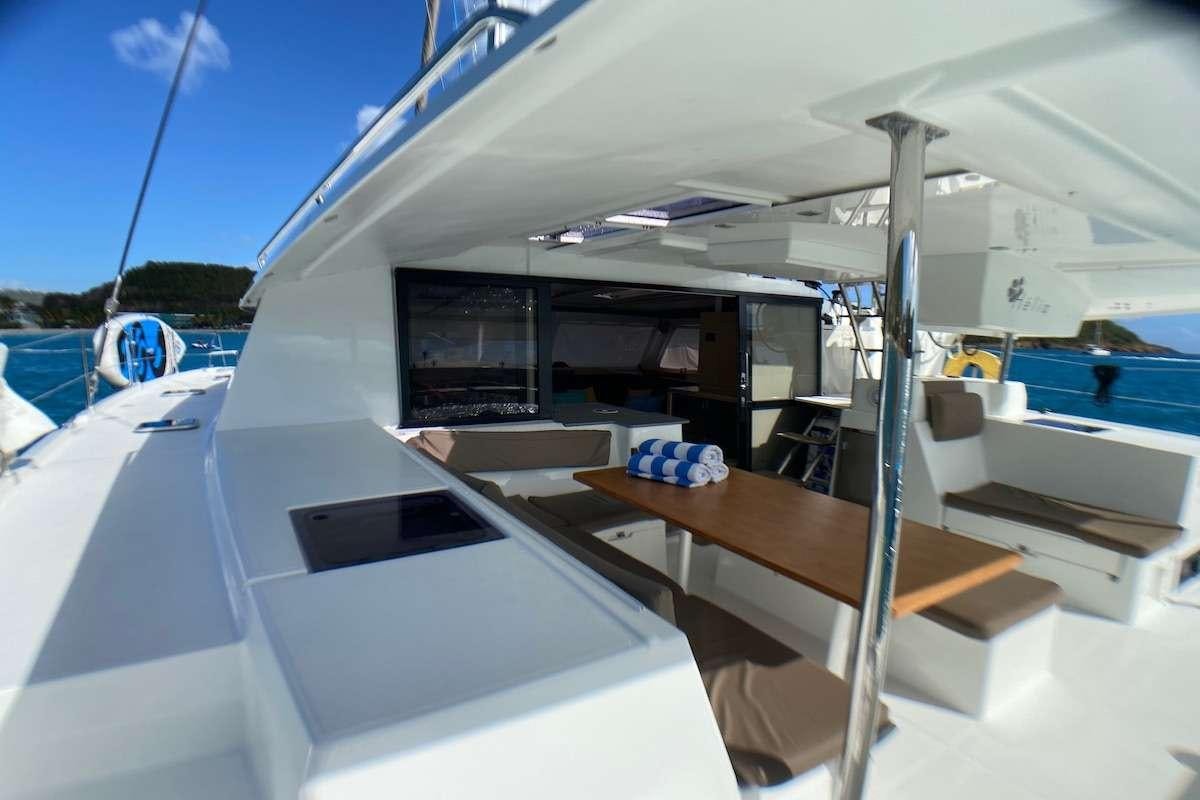 a boat on the water aboard IREMIA Yacht for Charter