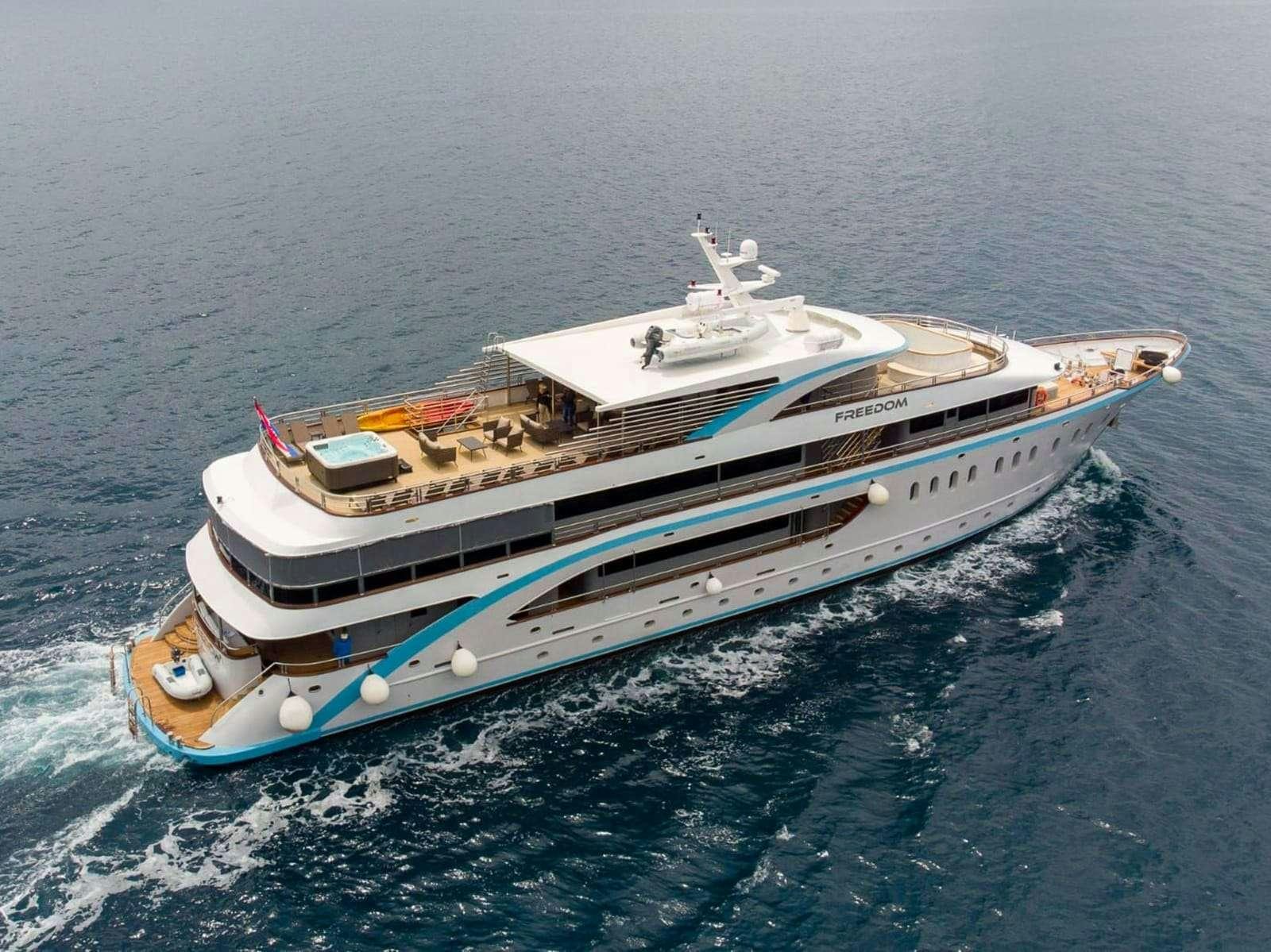 a high angle view of a ship aboard FREEDOM Yacht for Charter
