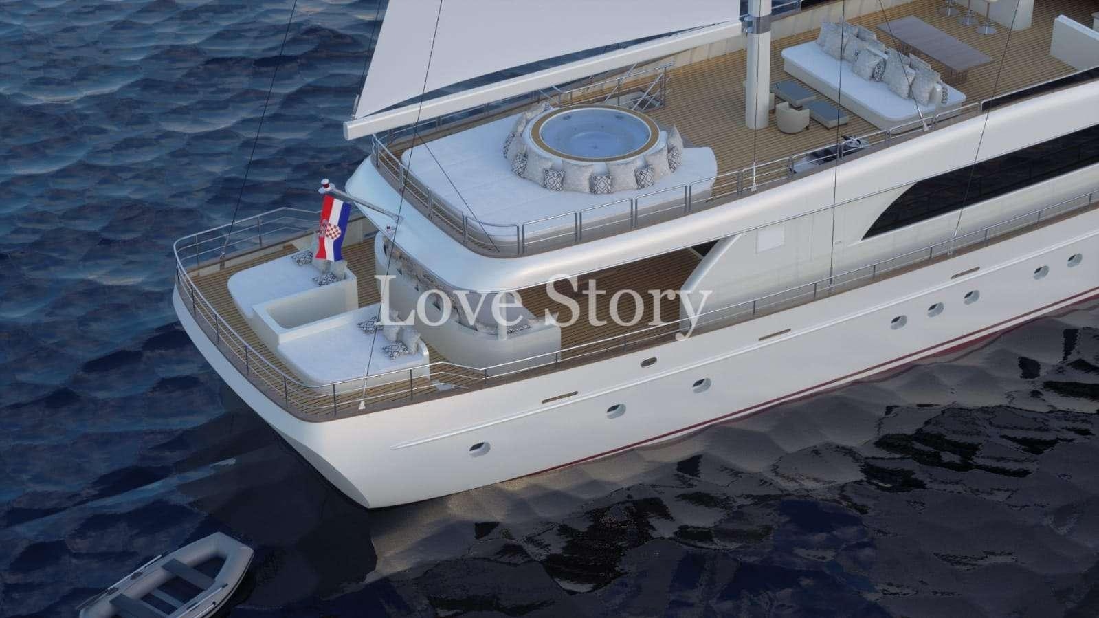 a white boat on the water aboard LOVE STORY Yacht for Charter