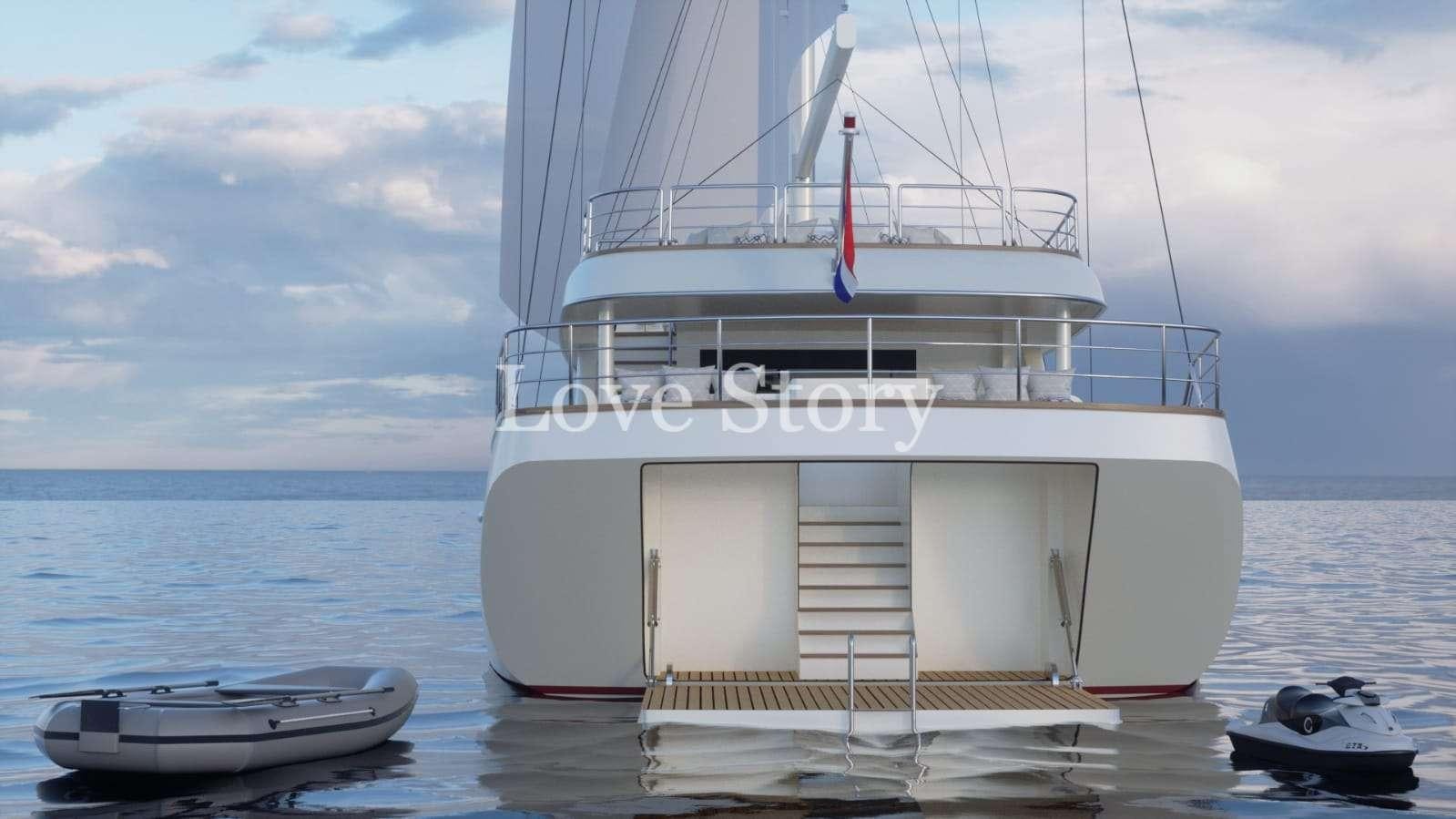 a white boat on the water aboard LOVE STORY Yacht for Charter