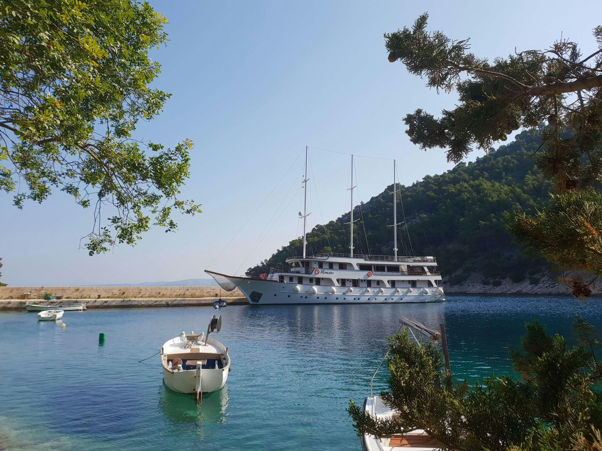 a boat in the water aboard ALMISSA Yacht for Charter