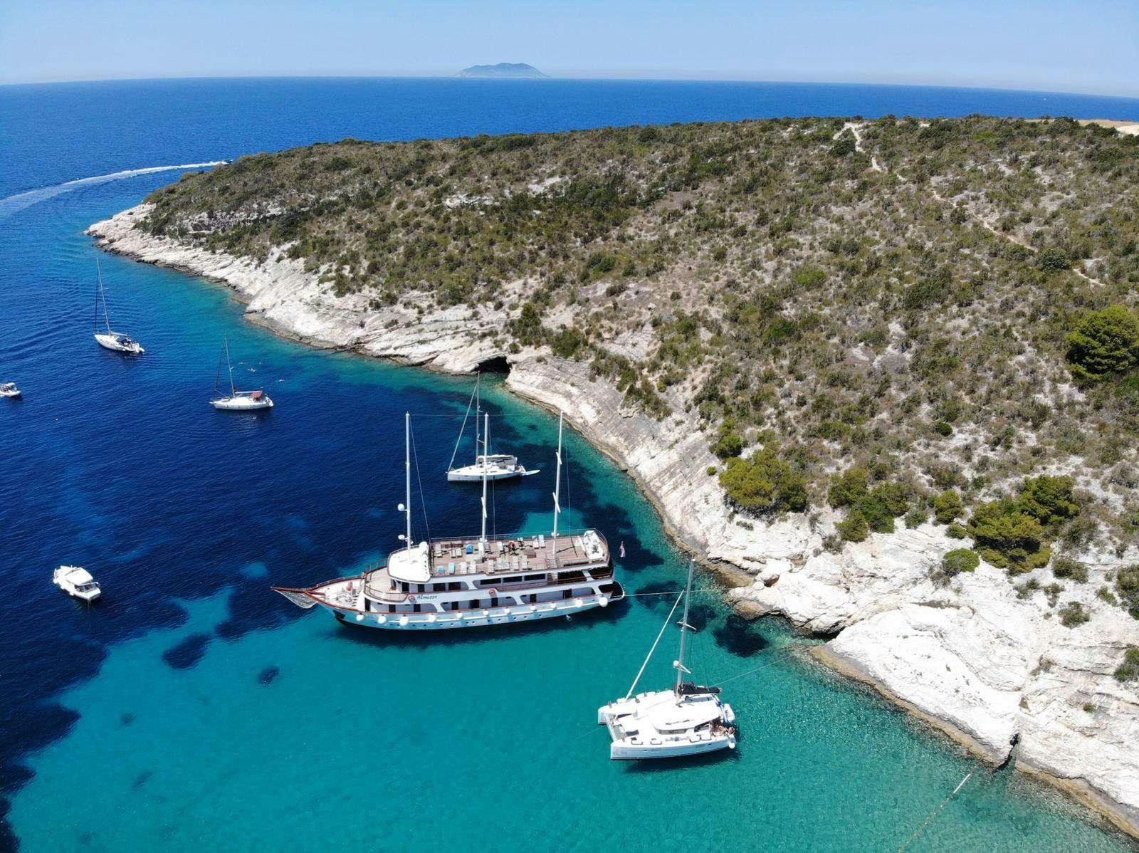 a high angle view of a bay aboard ALMISSA Yacht for Charter
