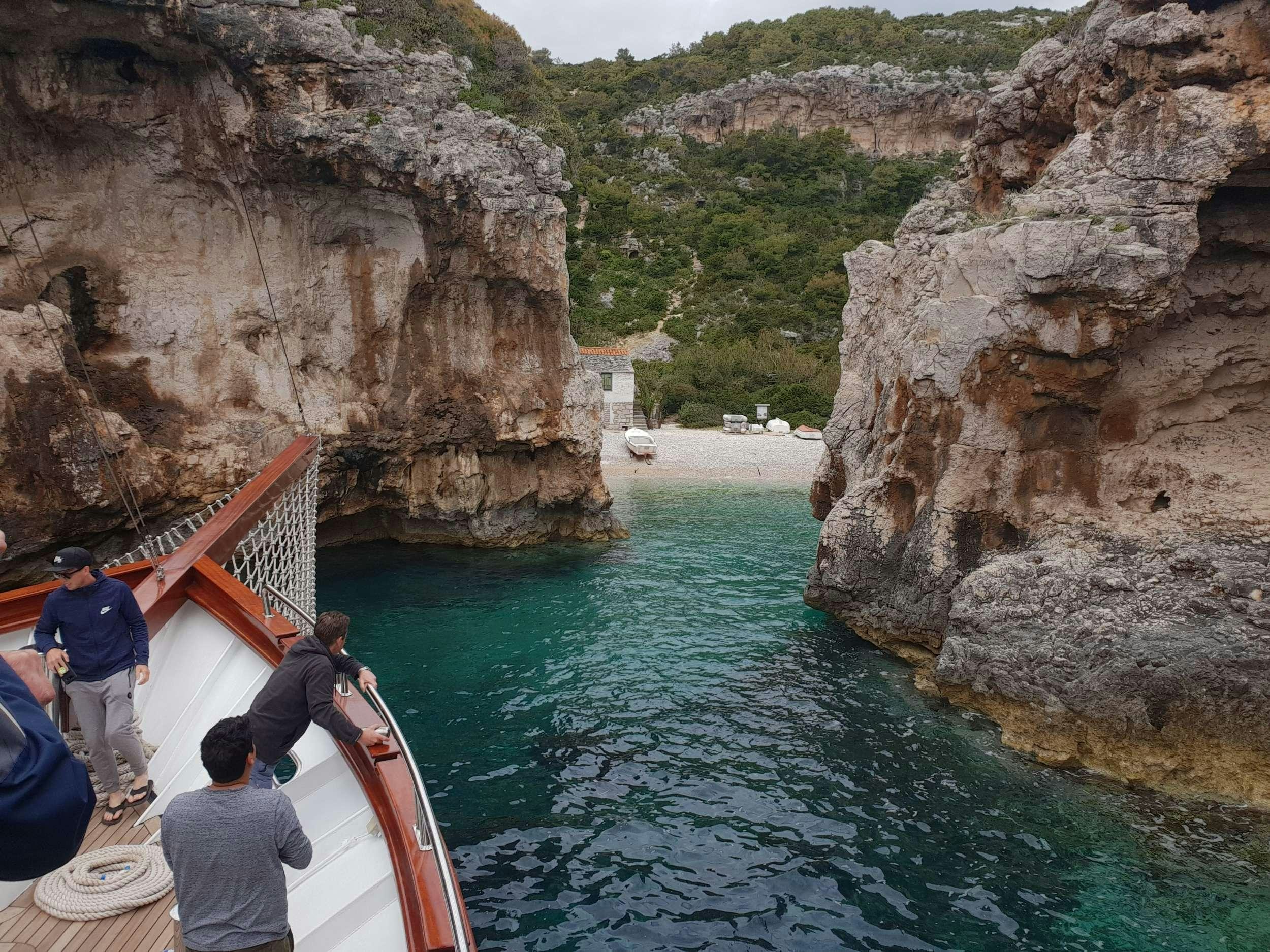 a group of people on a boat aboard ALMISSA Yacht for Charter