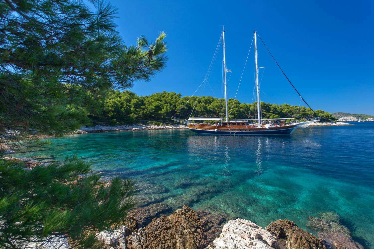 a boat in the water aboard STELLA MARIS Yacht for Charter