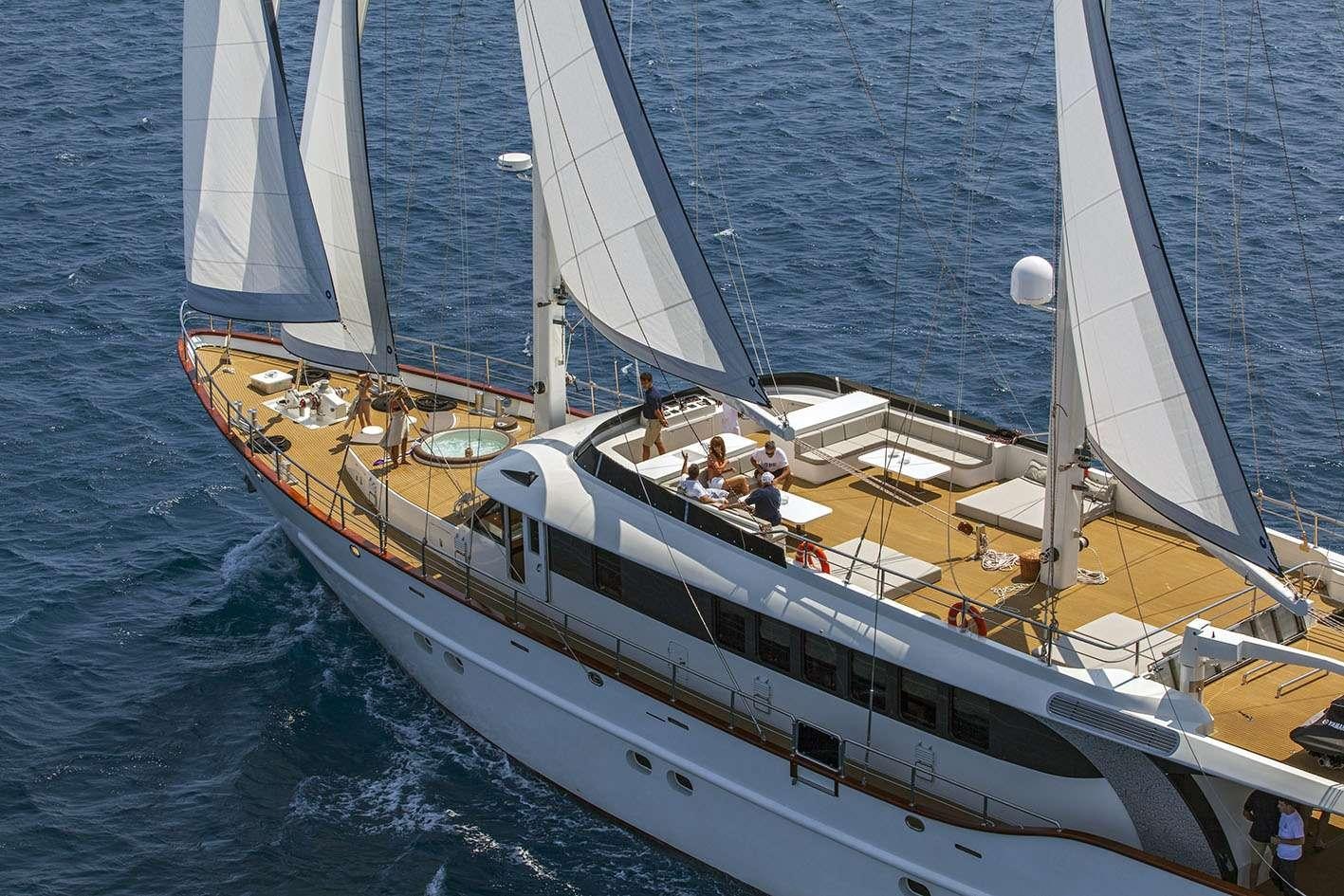 a boat sailing on the sea aboard NAVILUX Yacht for Charter