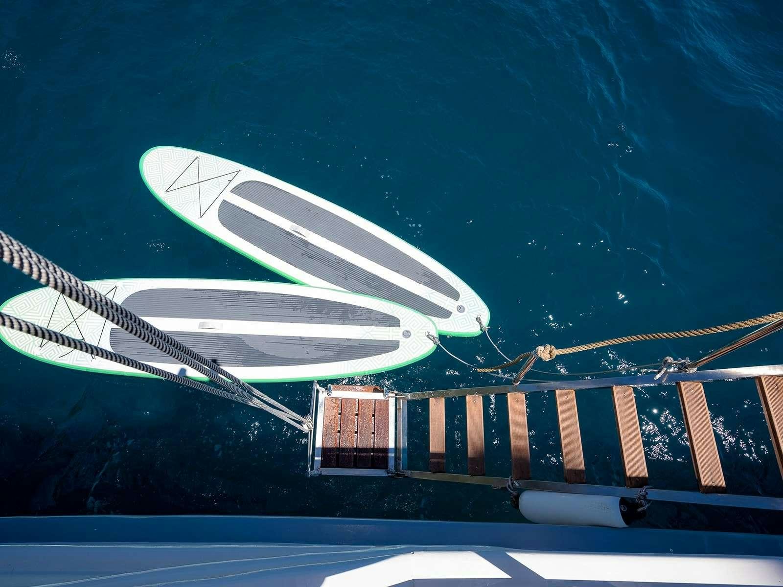 a building with a staircase aboard Gulet Nautilus Yacht for Charter