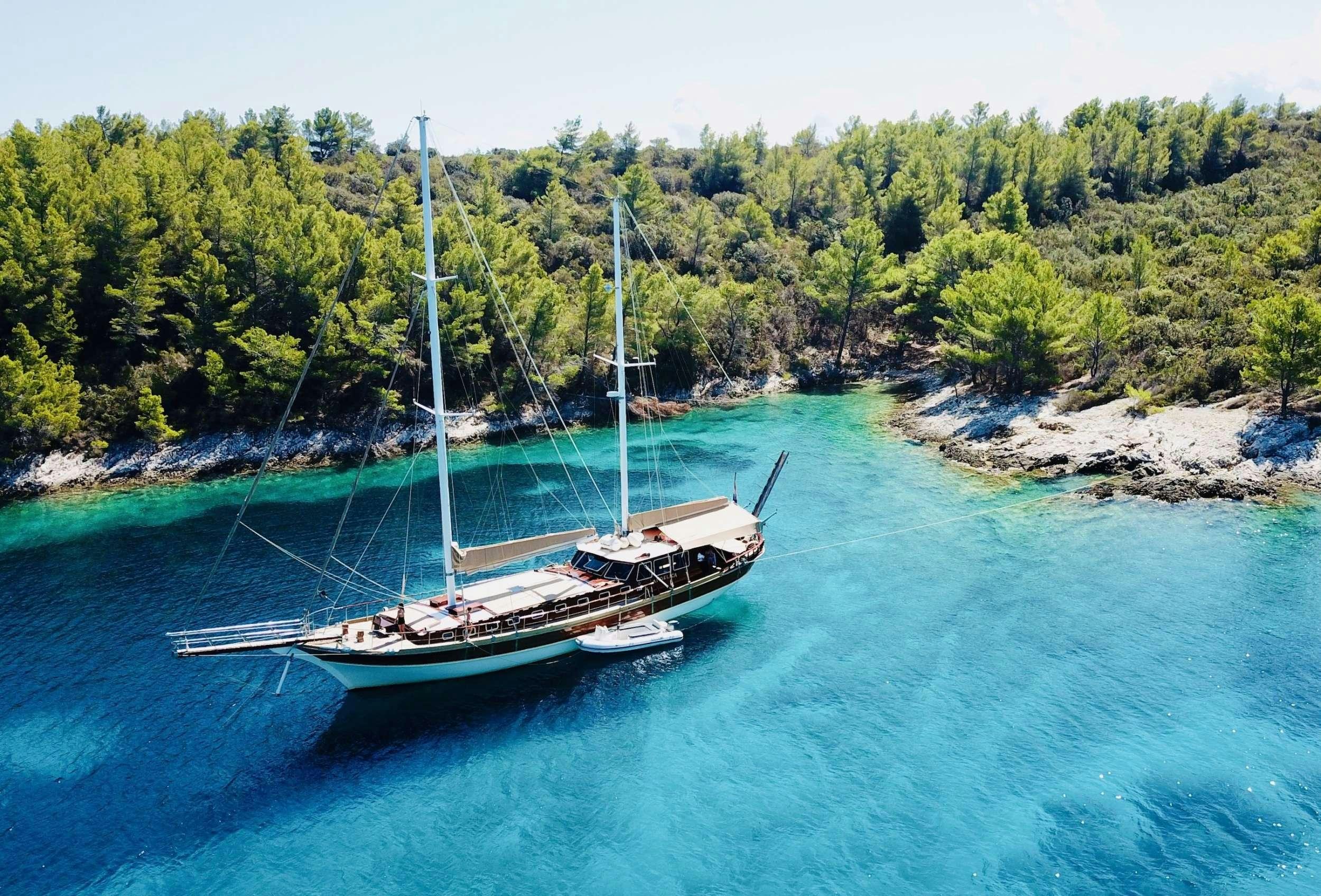a boat on the water aboard ANGELICA Yacht for Charter