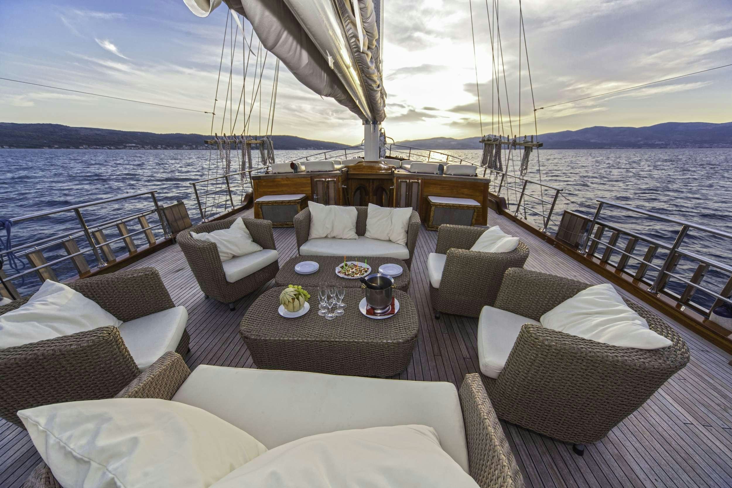 a boat on the water aboard LIBRA Yacht for Charter