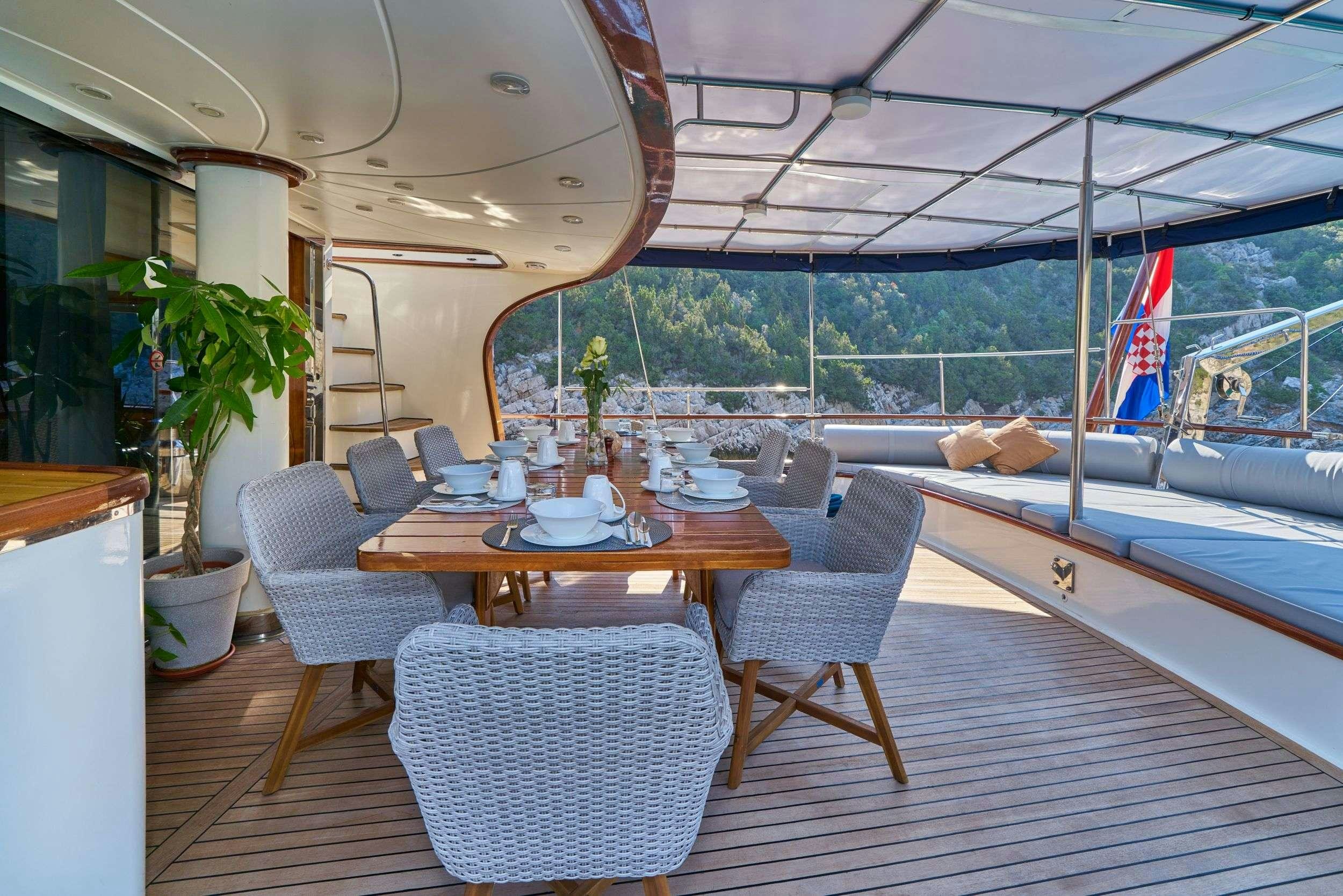 a boat on the water aboard LOTUS Yacht for Charter