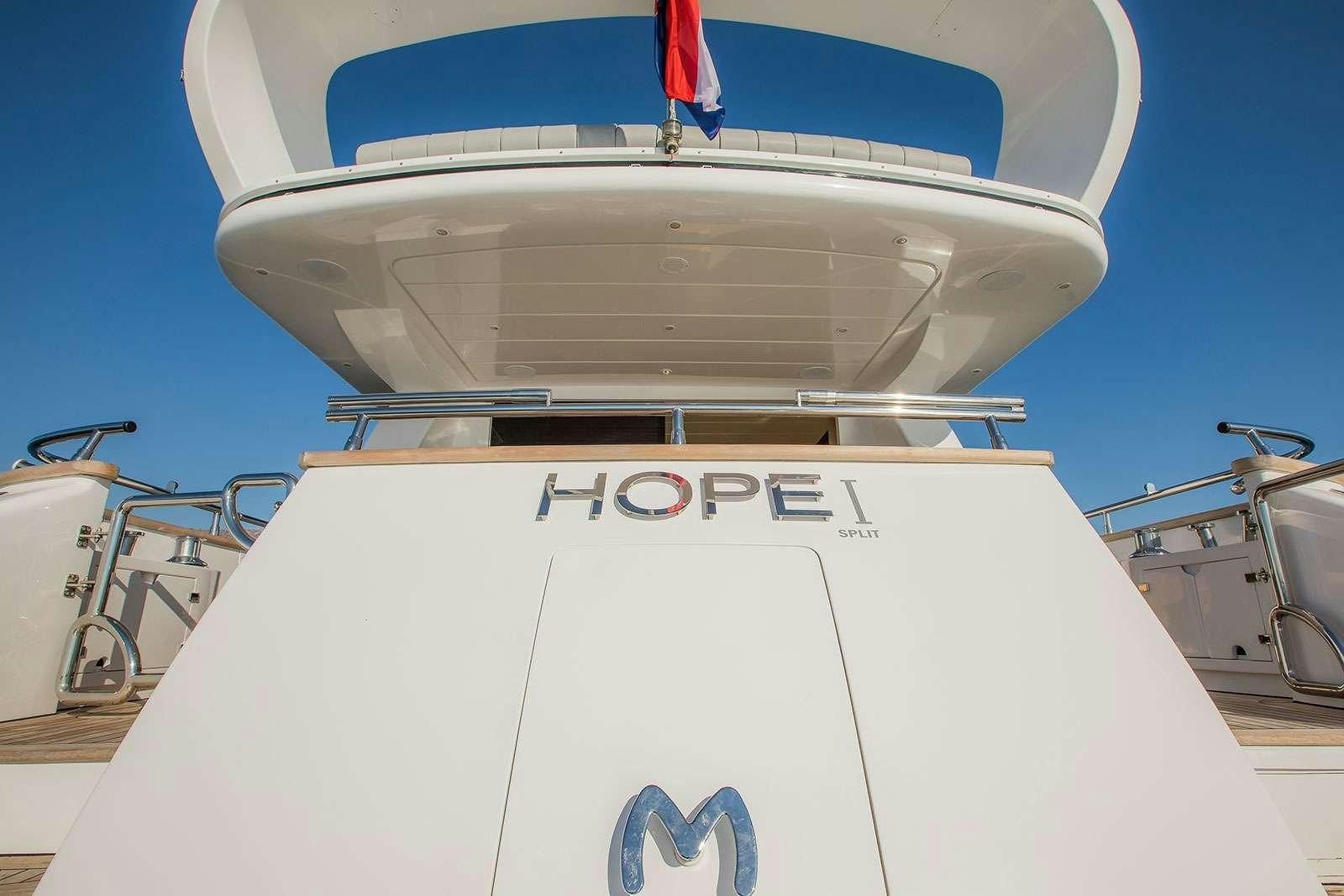 a close-up of a white boat aboard HOPE I Yacht for Charter