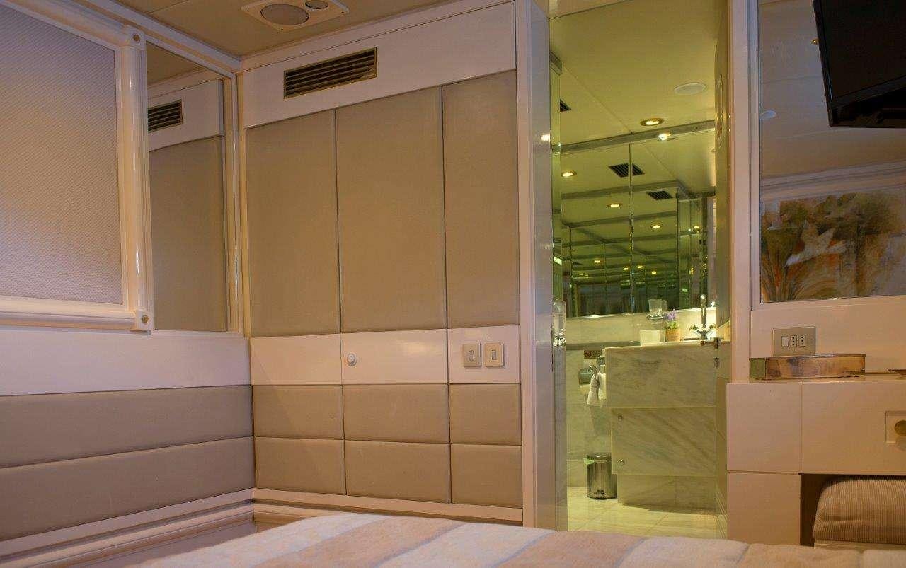 a bathroom with a glass door aboard CARMEN FONTANA Yacht for Charter