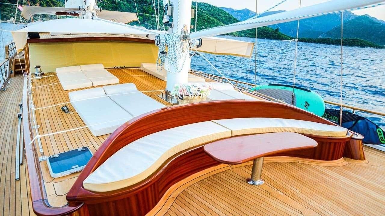 a boat on a deck aboard WICKED FELINA Yacht for Charter