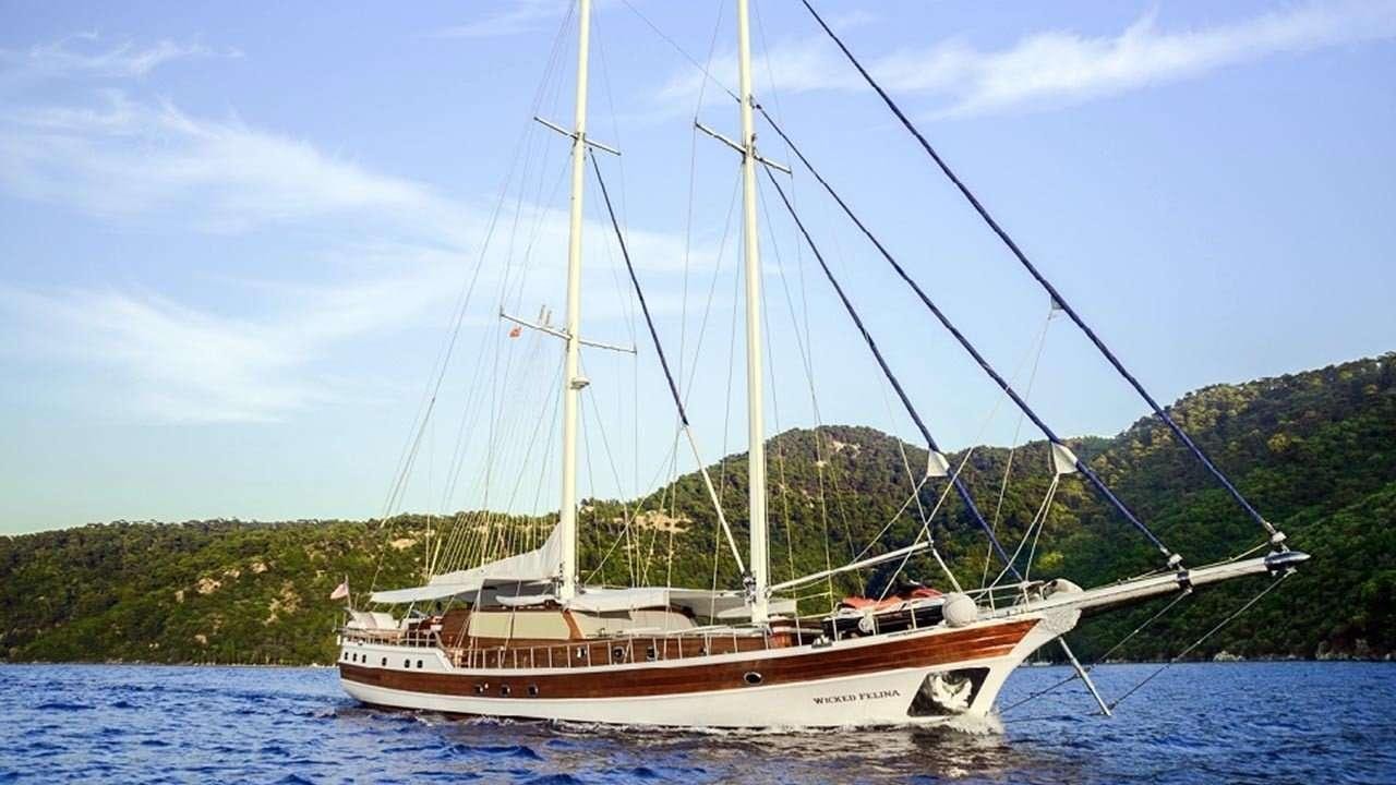 a sailboat on the water aboard WICKED FELINA Yacht for Charter