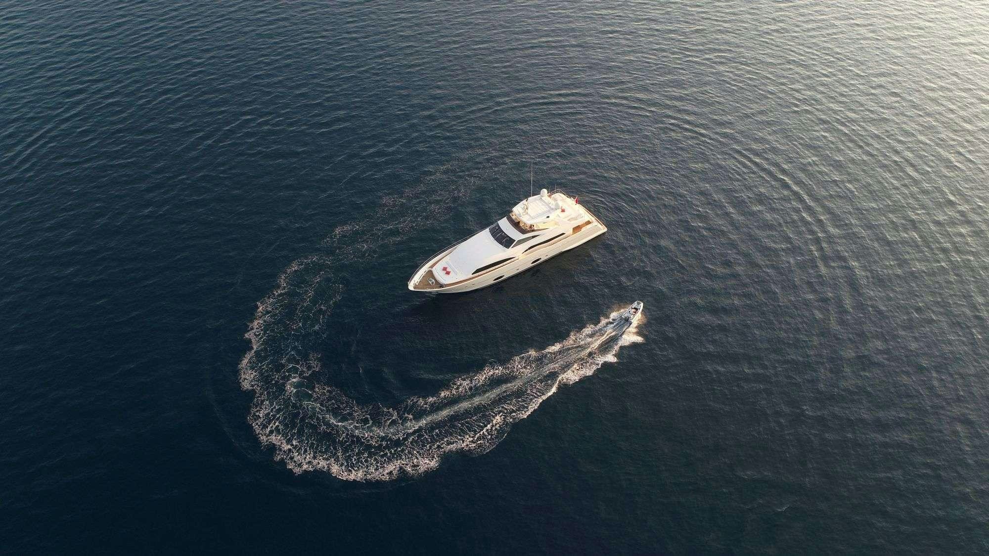 a small boat on the water aboard FUNDA D Yacht for Charter